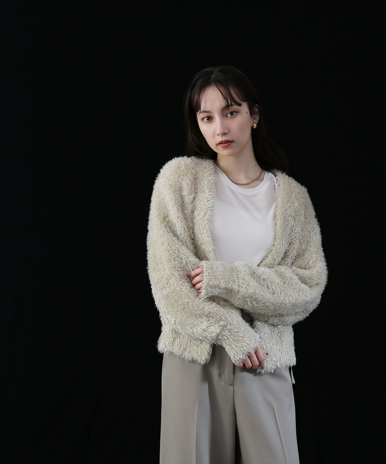  「ラメシャギーニットブルゾン」|ニット・セーター|