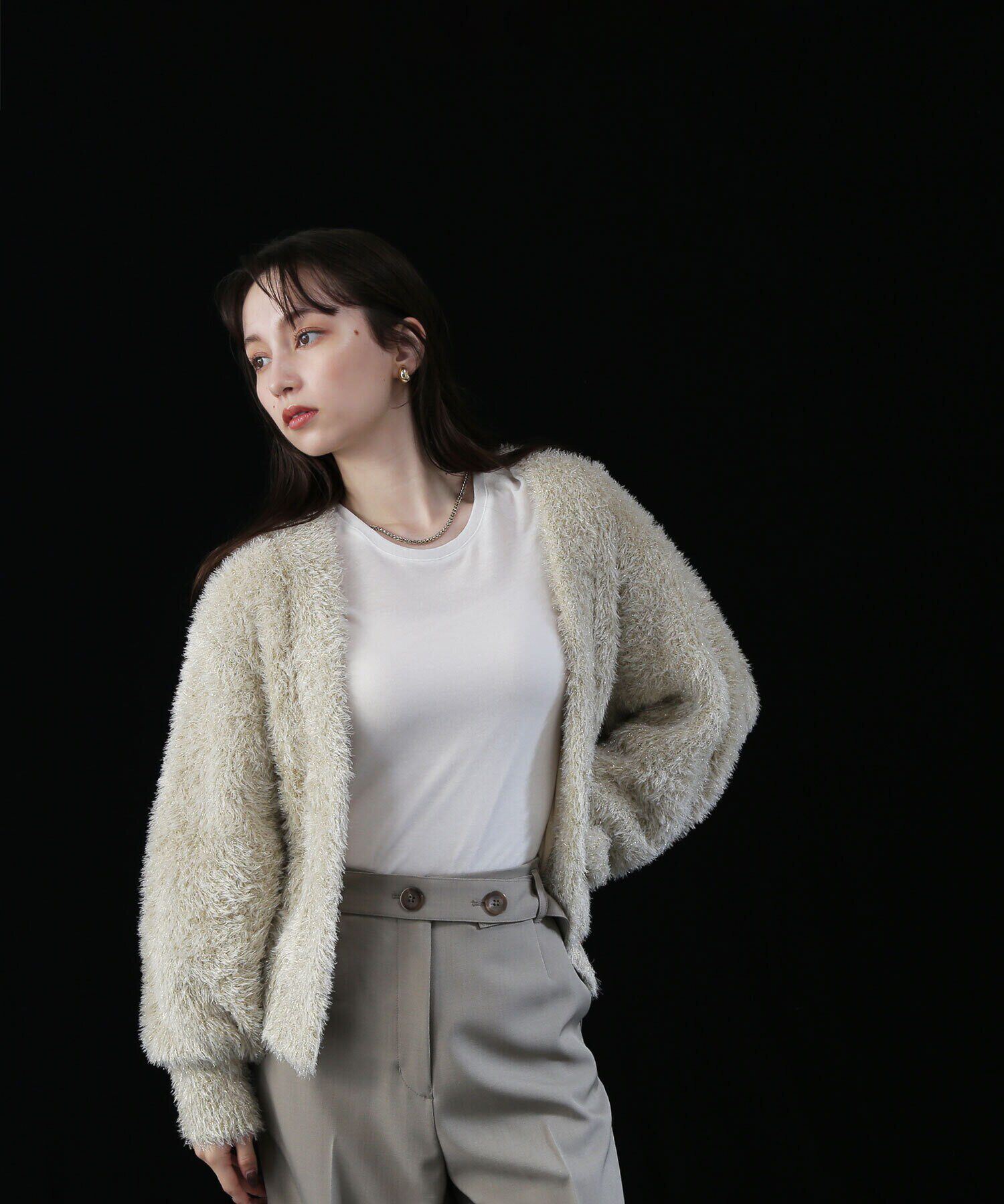  「ラメシャギーニットブルゾン」|ニット・セーター|