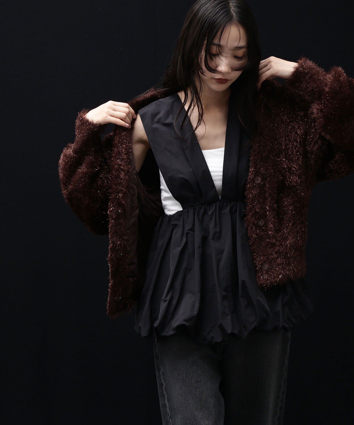  「ラメシャギーニットブルゾン」|ニット・セーター|