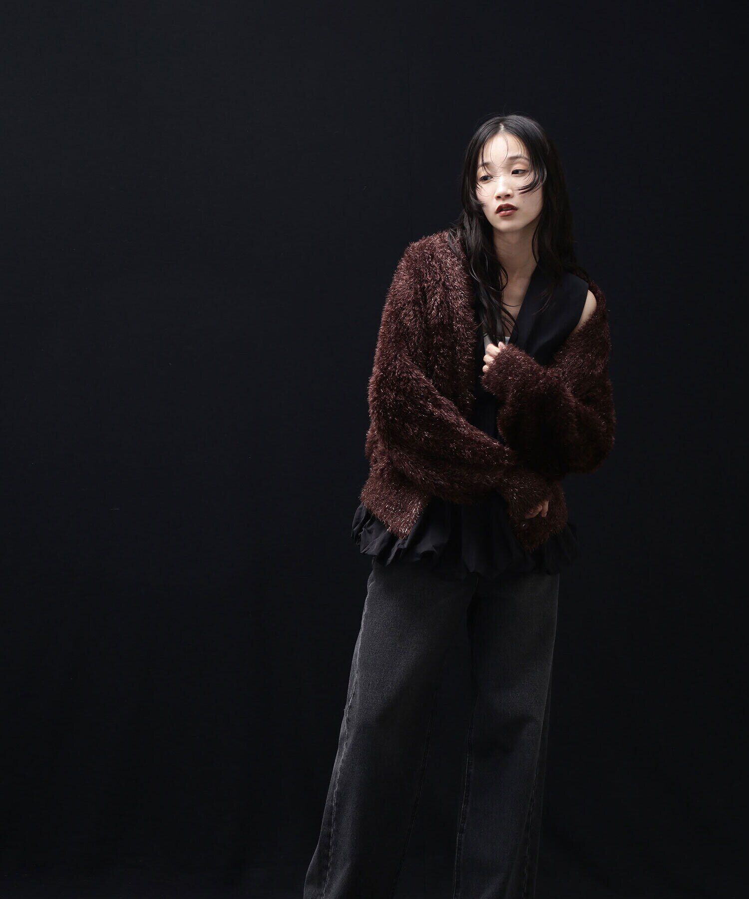  「ラメシャギーニットブルゾン」|ニット・セーター|