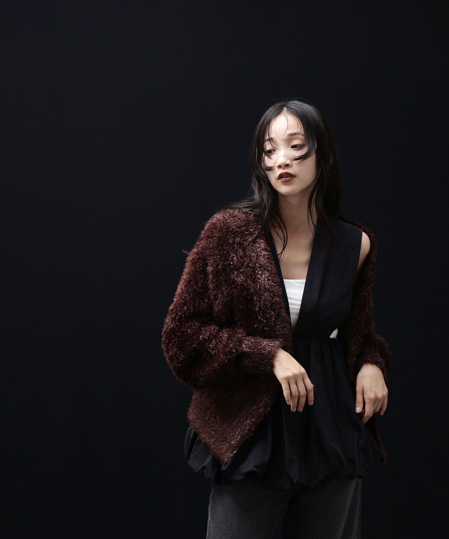  「ラメシャギーニットブルゾン」|ニット・セーター|