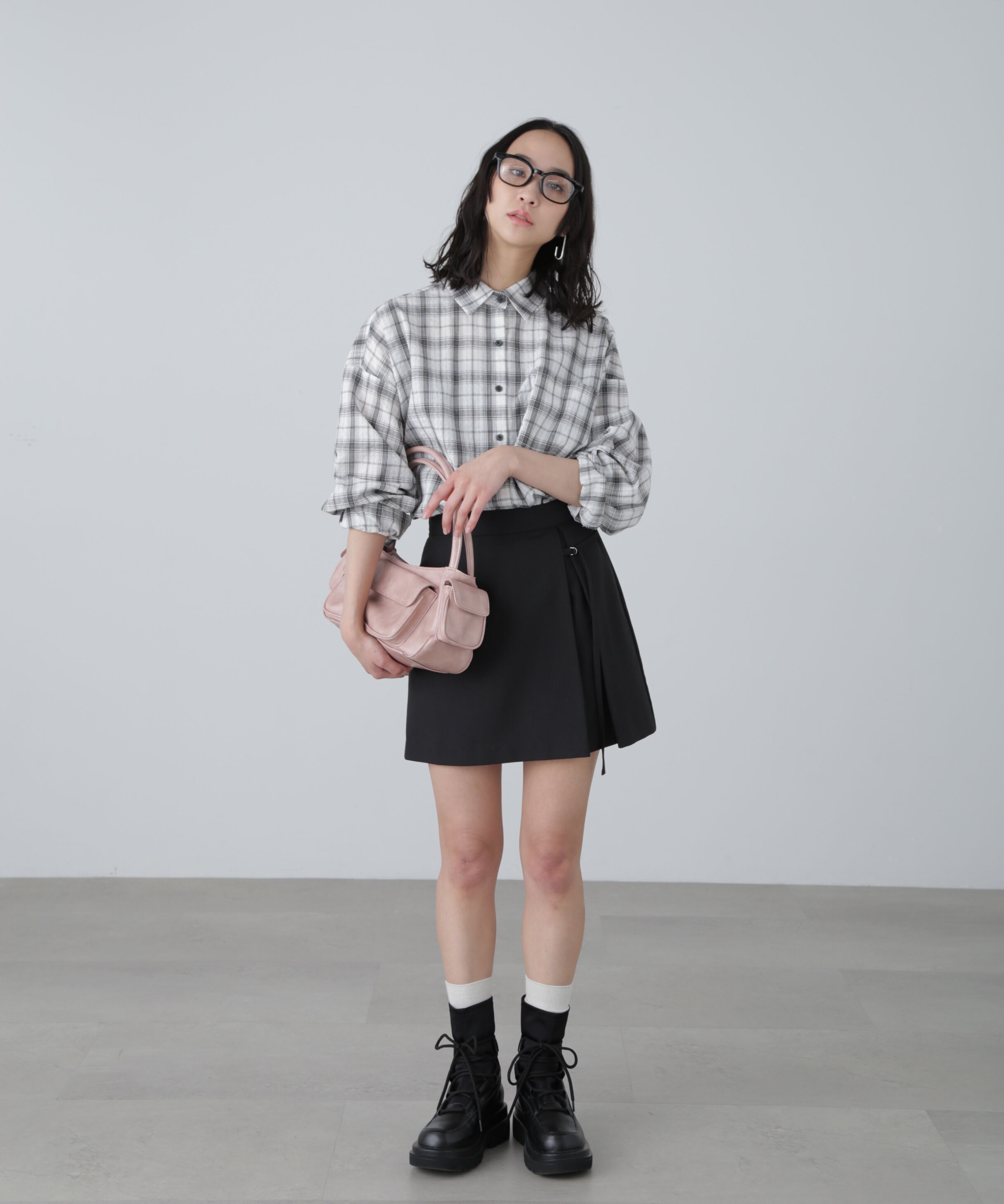  「インナーパンツ付きラップ風ミニスカート」|スカート|