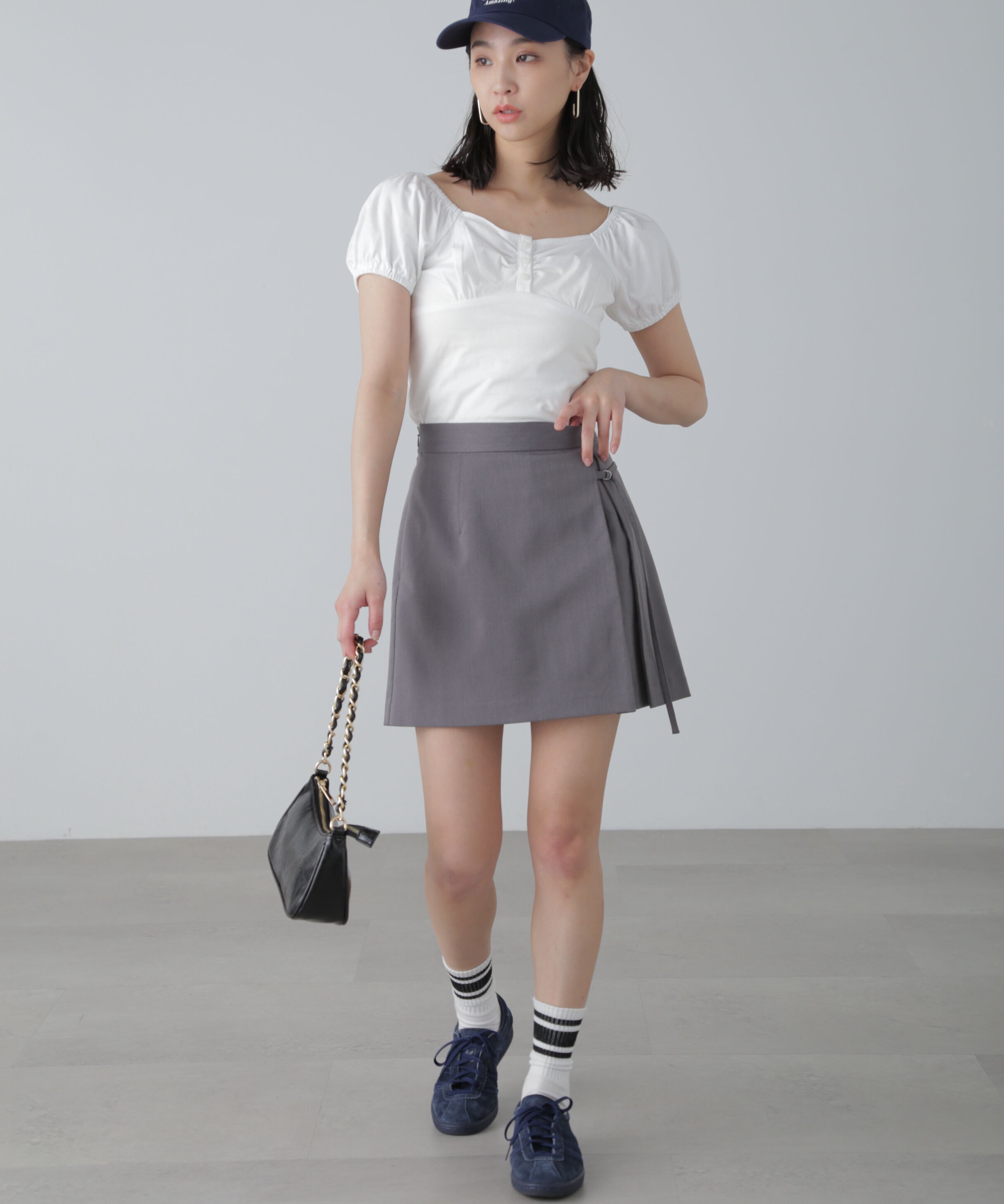  「インナーパンツ付きラップ風ミニスカート」|スカート|