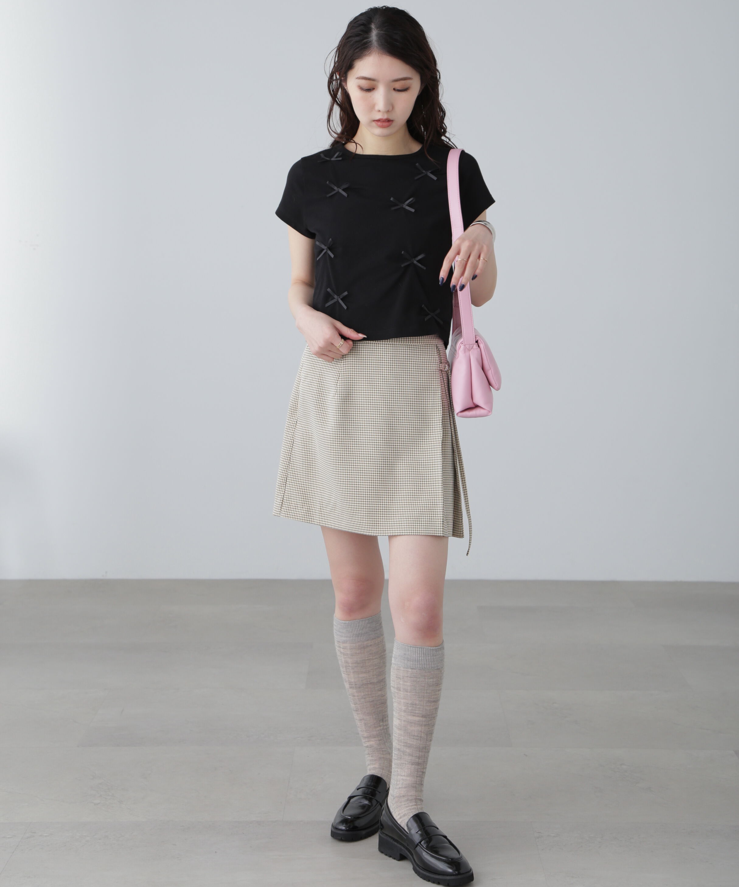  「インナーパンツ付きラップ風ミニスカート」|スカート|