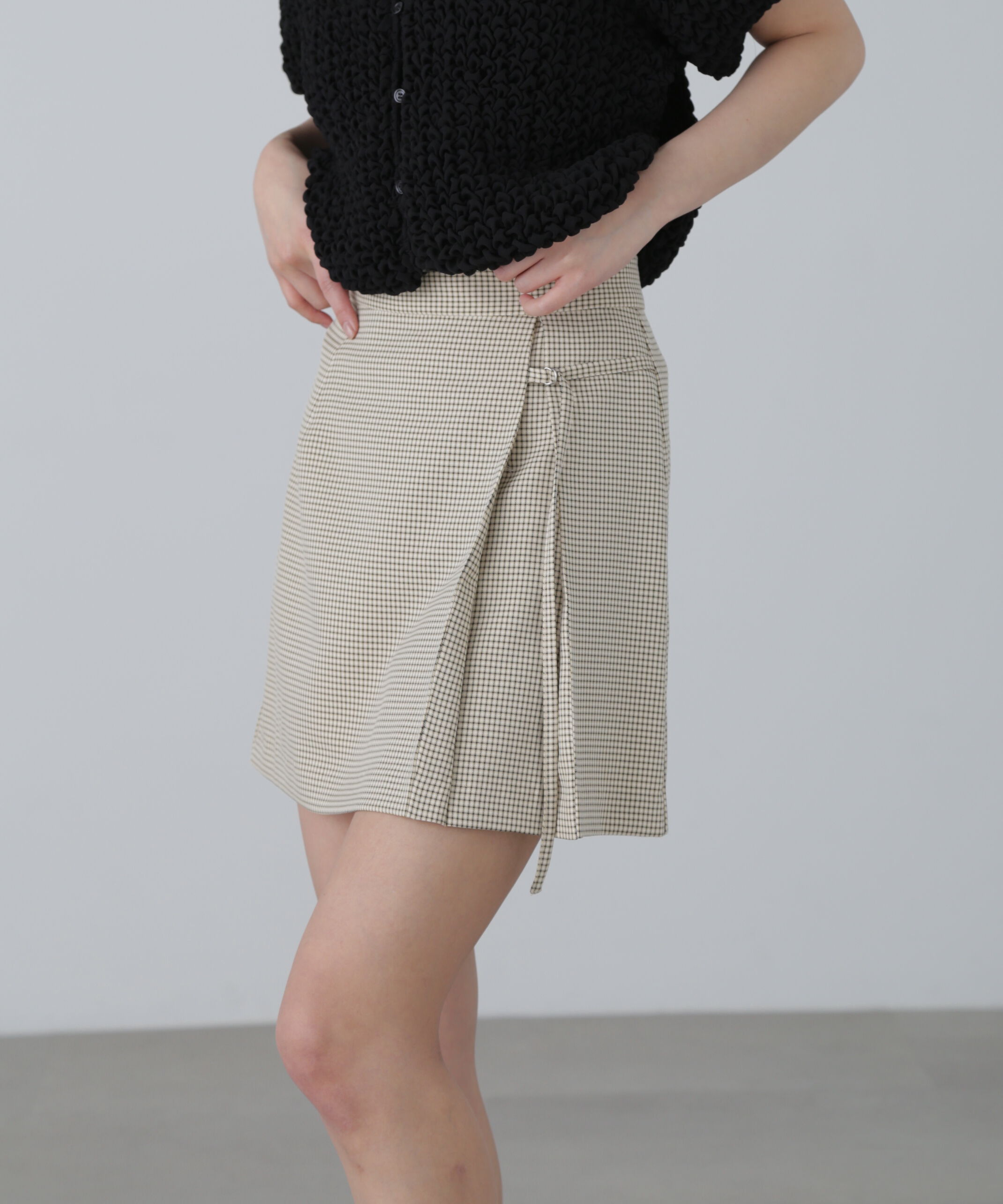  「インナーパンツ付きラップ風ミニスカート」|スカート|