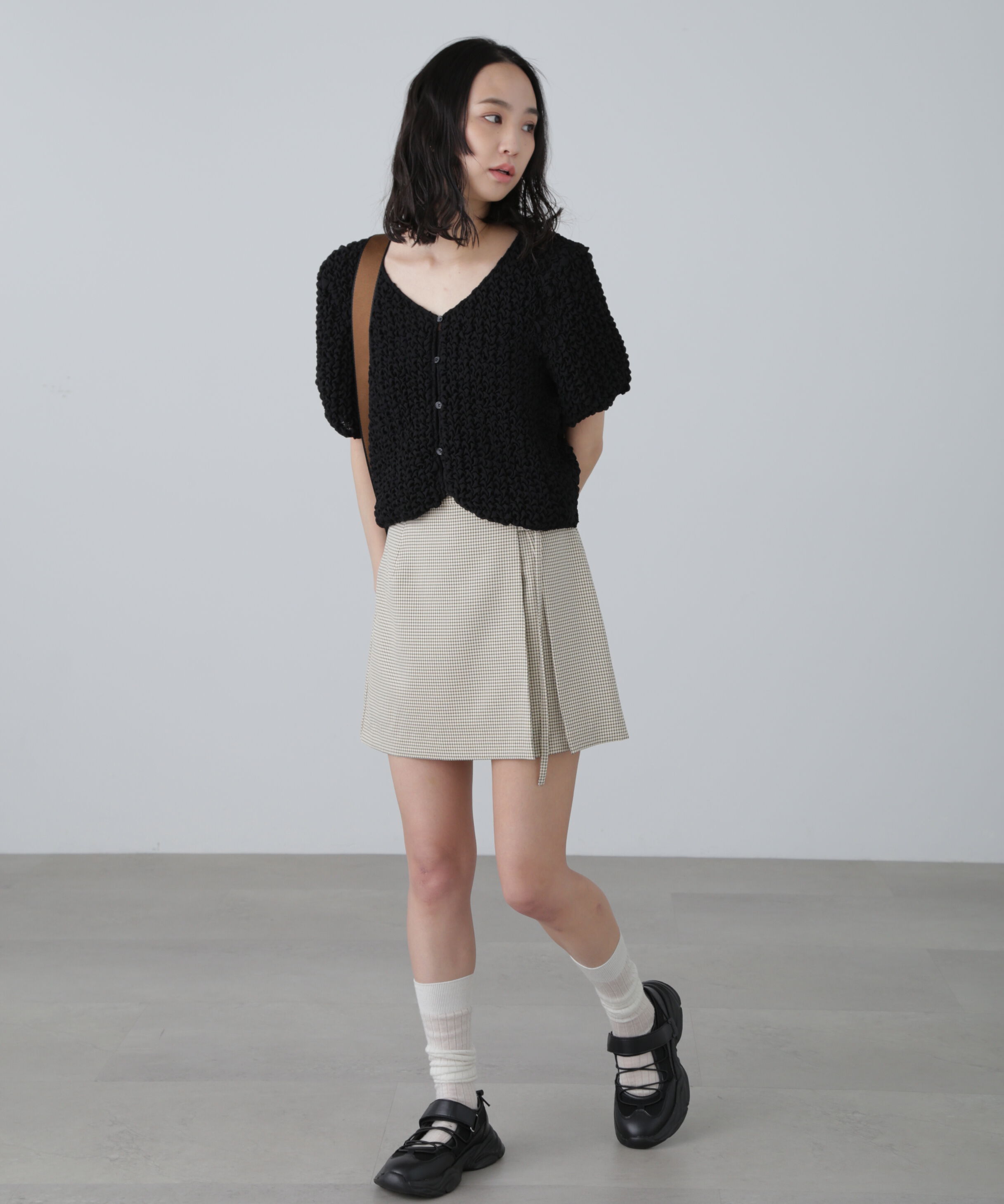  「インナーパンツ付きラップ風ミニスカート」|スカート|