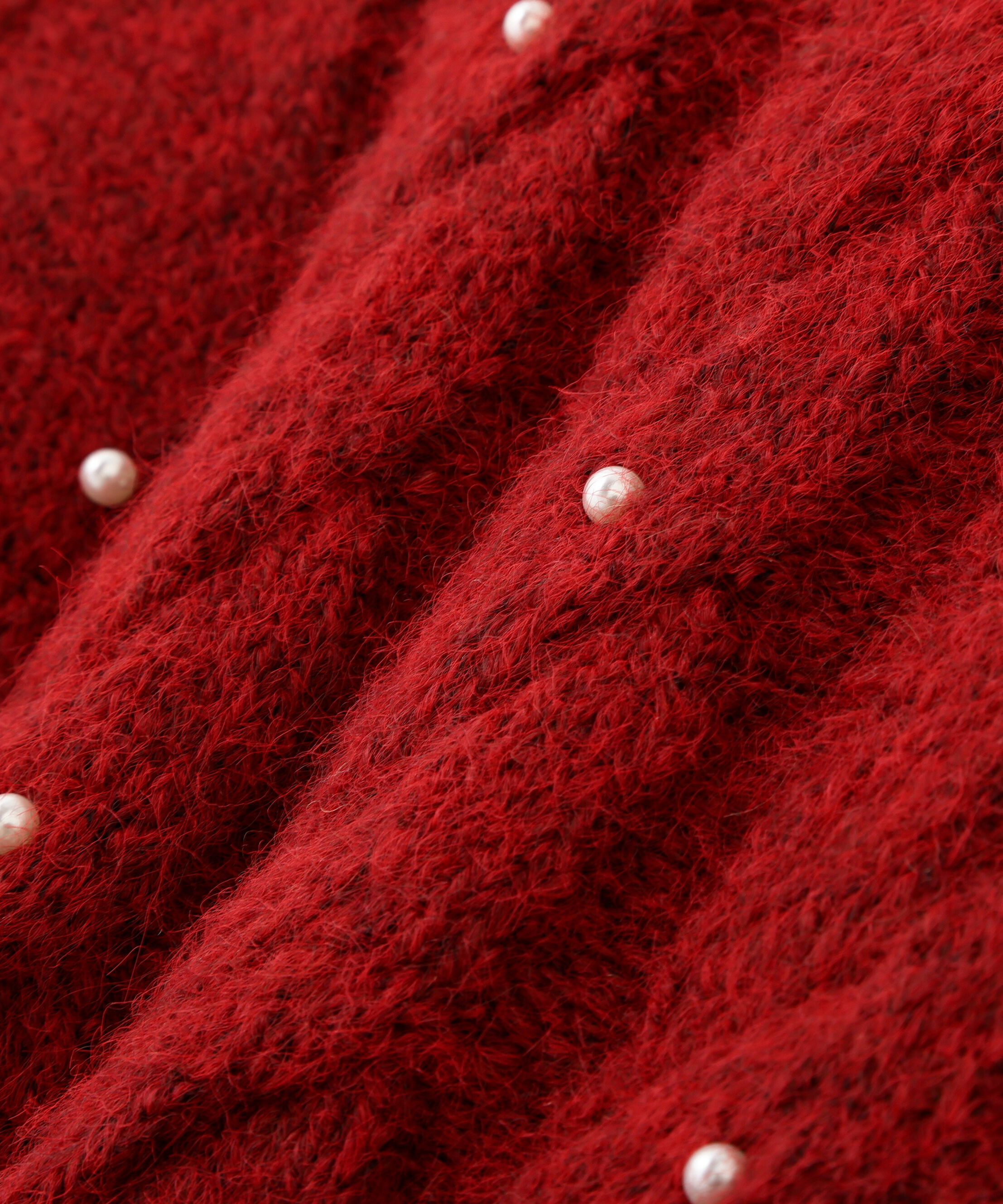  「パール付きケーブルショート丈ニット」|ニット・セーター|