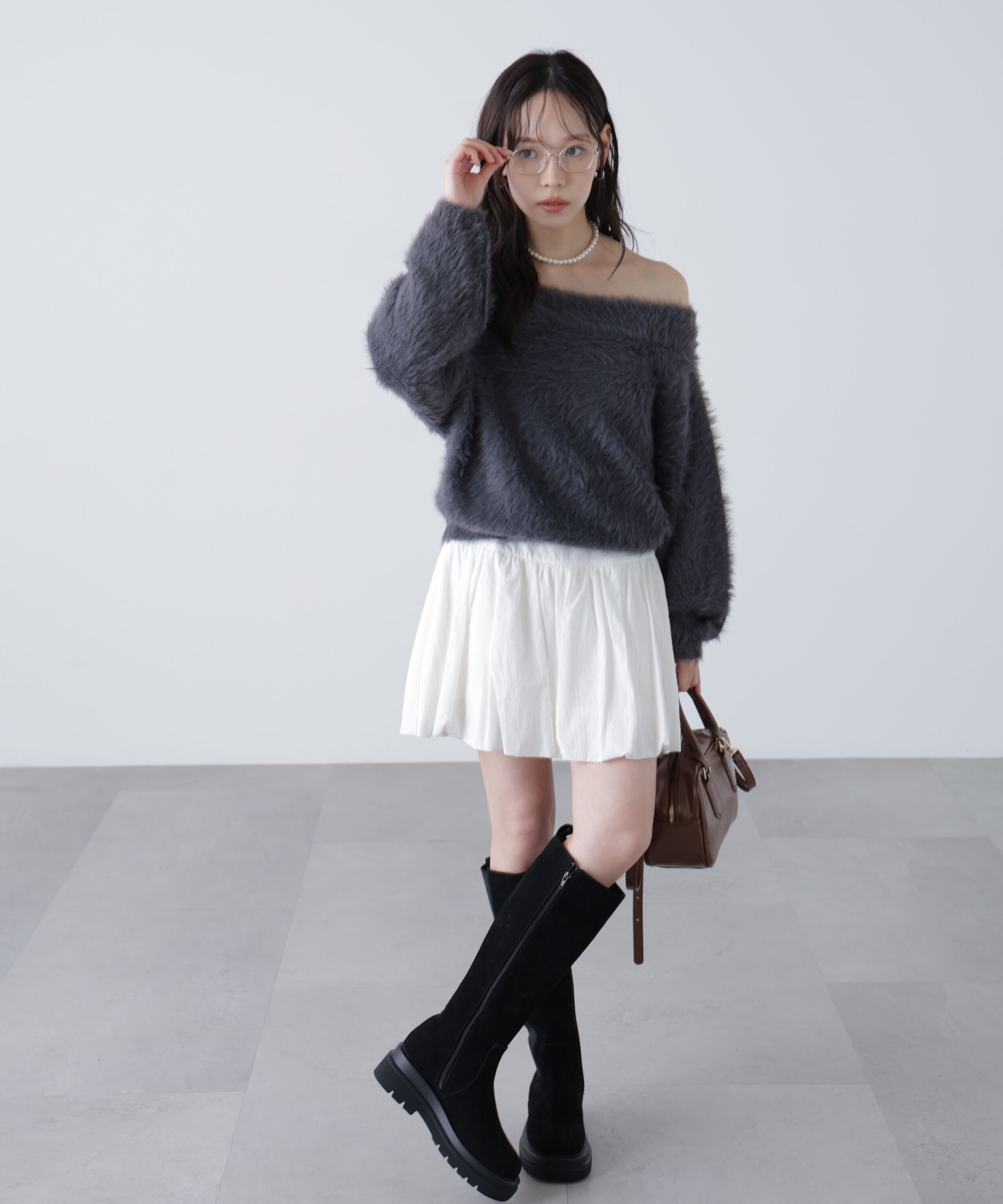  「ロングシャギーオフショルニット」|ニット・セーター|