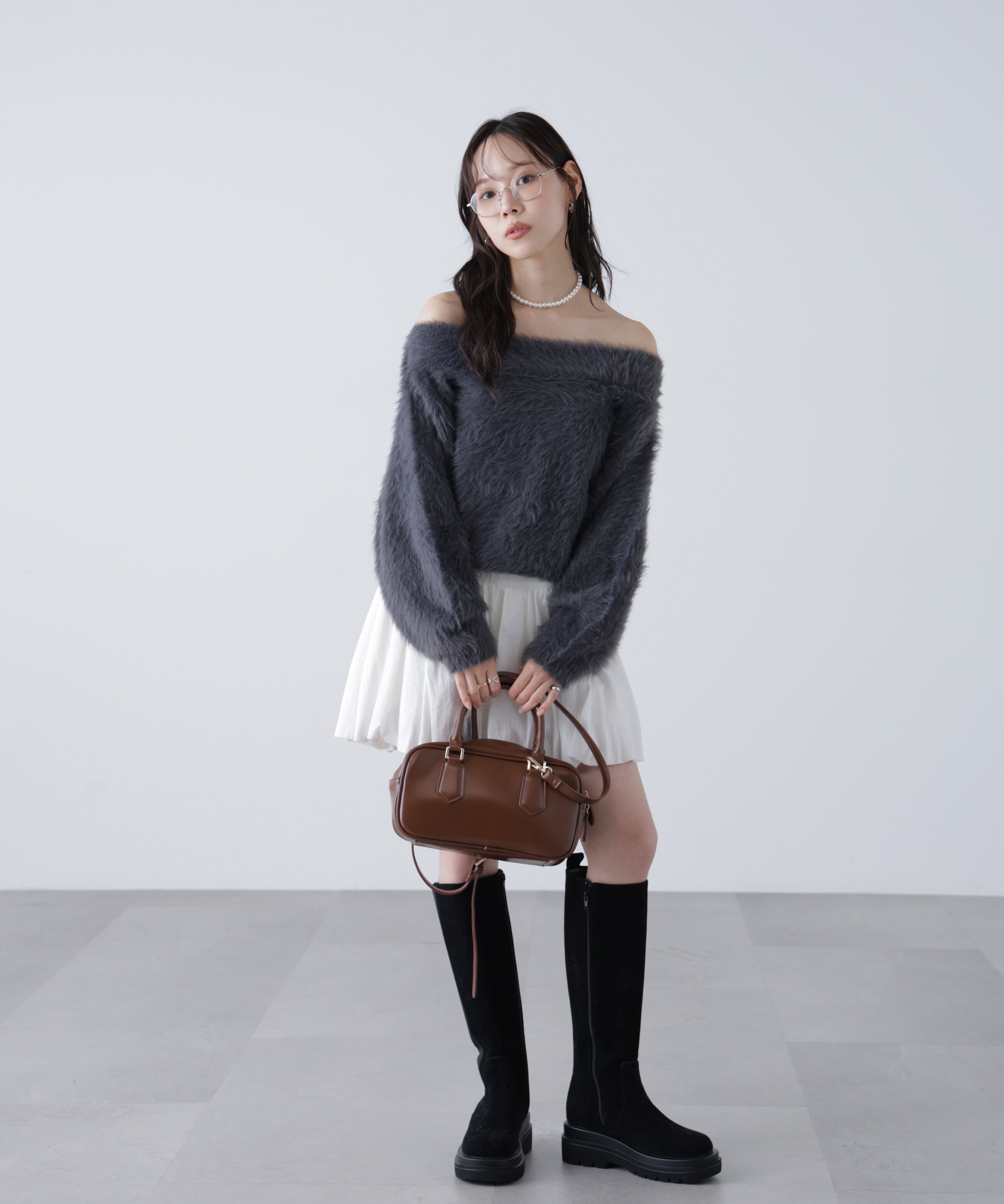  「ロングシャギーオフショルニット」|ニット・セーター|