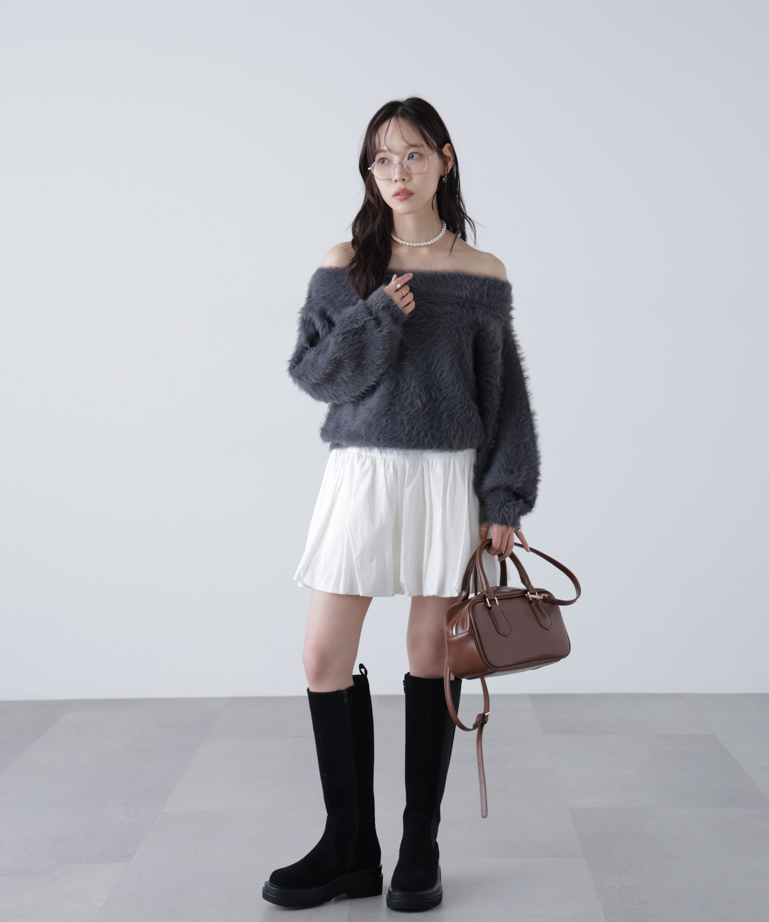  「ロングシャギーオフショルニット」|ニット・セーター|