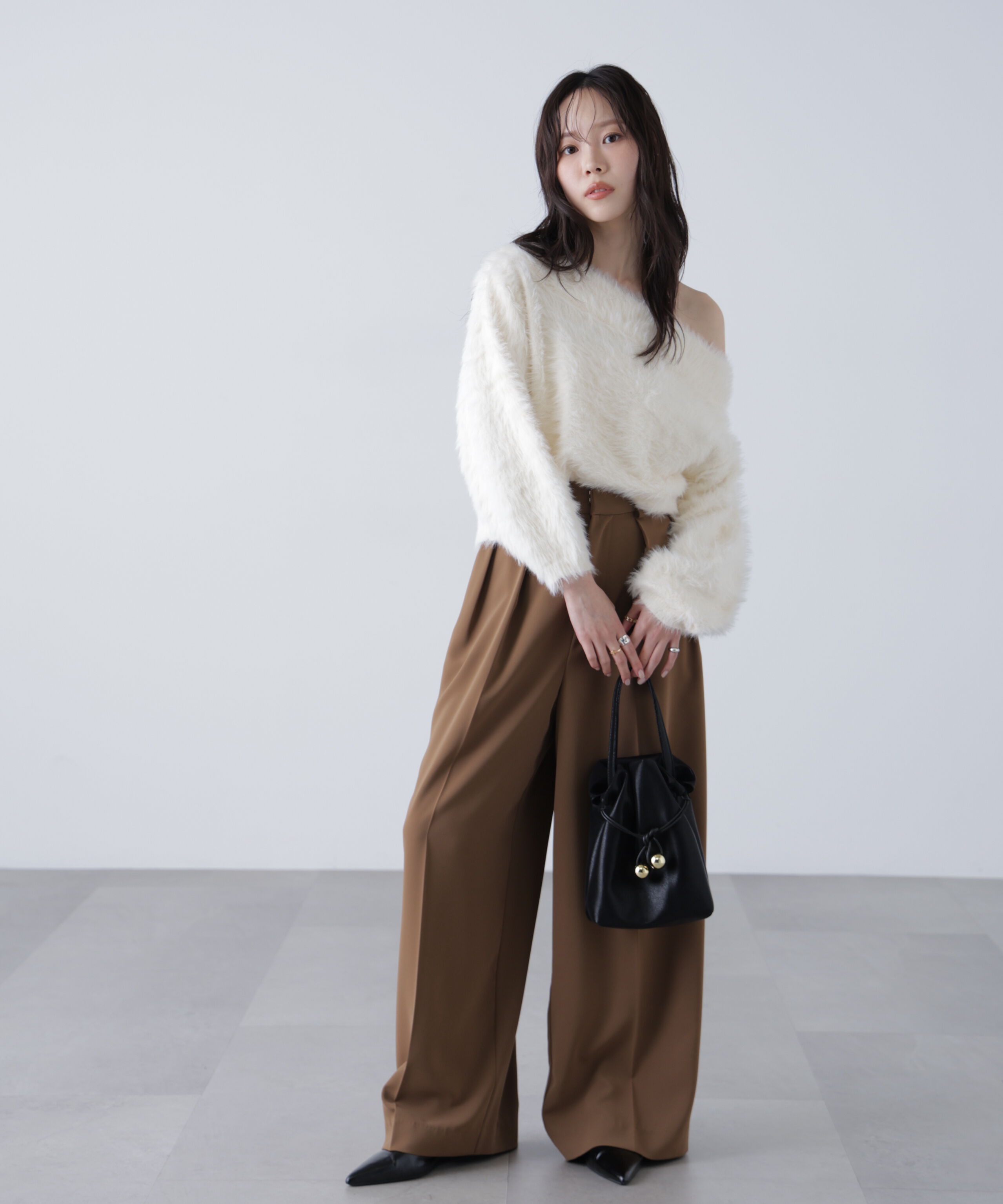  「ロングシャギーオフショルニット」|ニット・セーター|