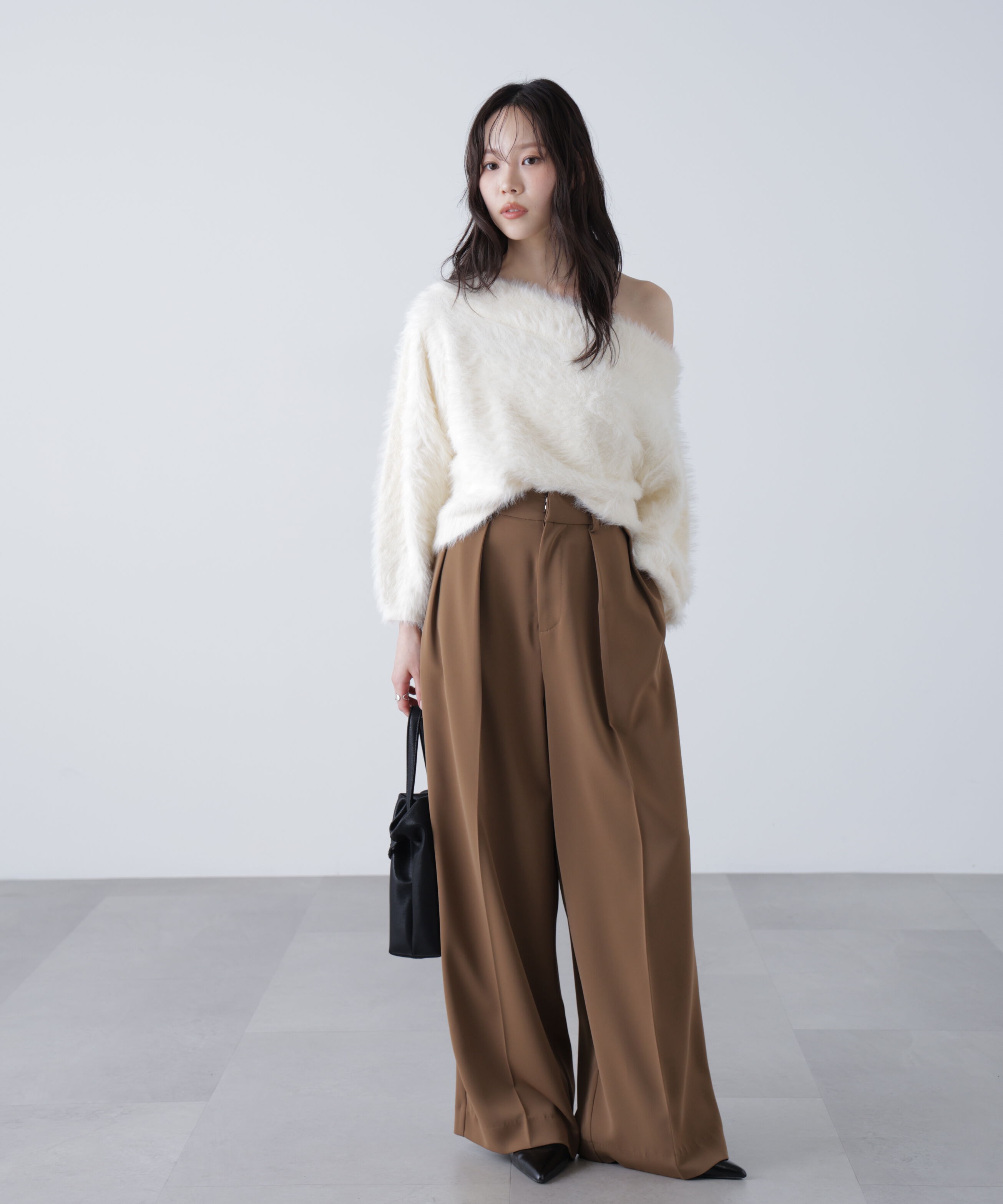  「ロングシャギーオフショルニット」|ニット・セーター|