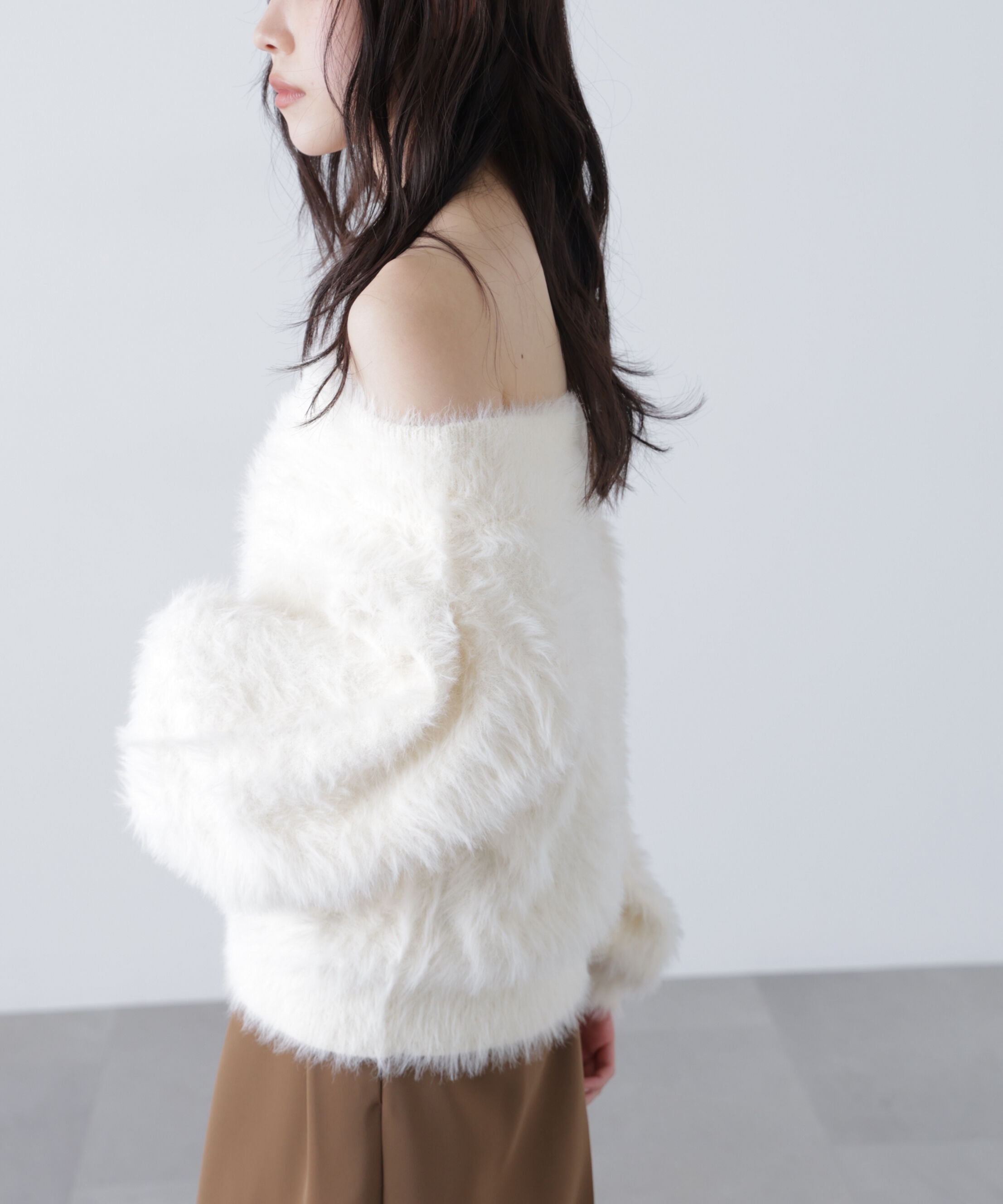  「ロングシャギーオフショルニット」|ニット・セーター|