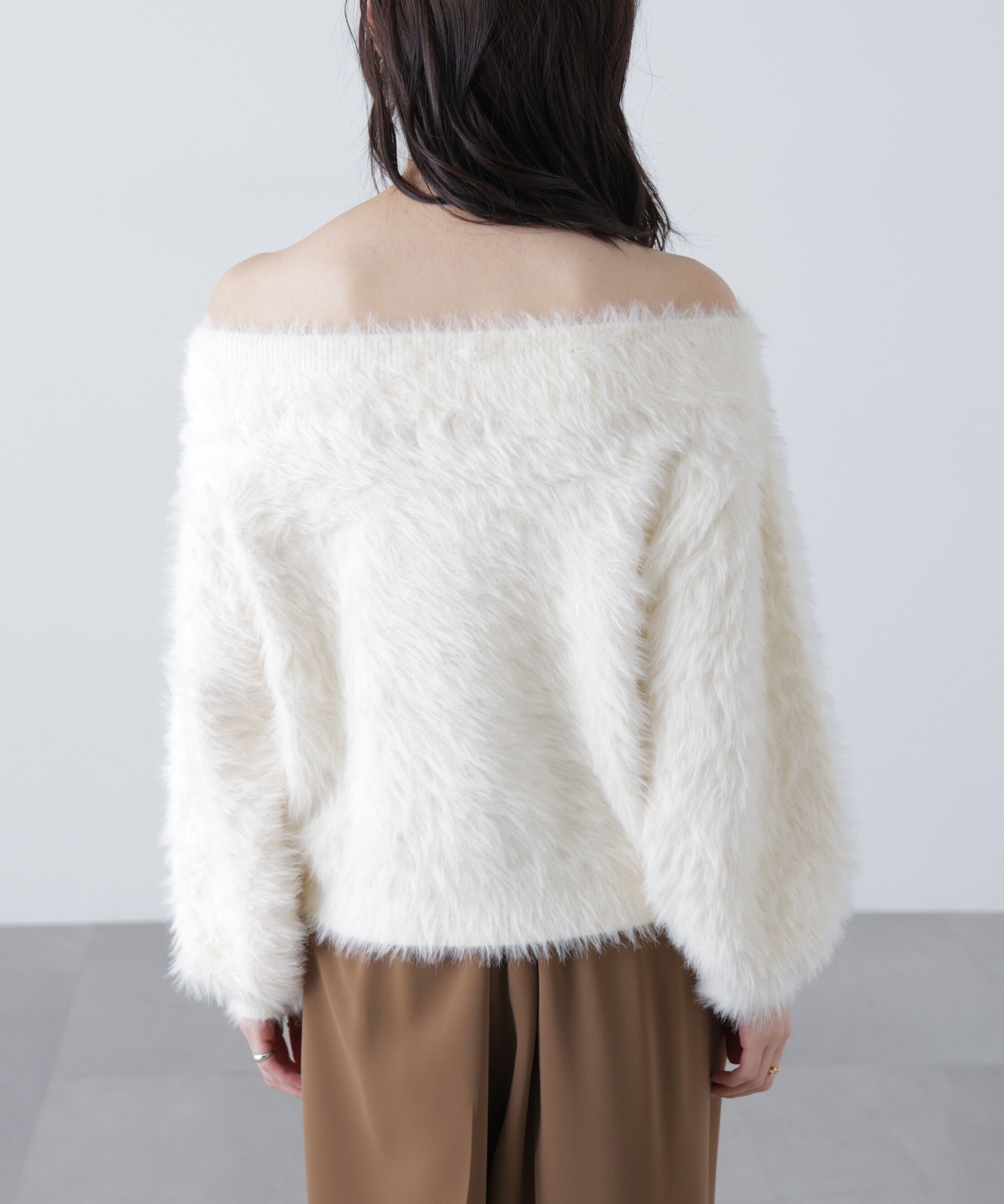  「ロングシャギーオフショルニット」|ニット・セーター|