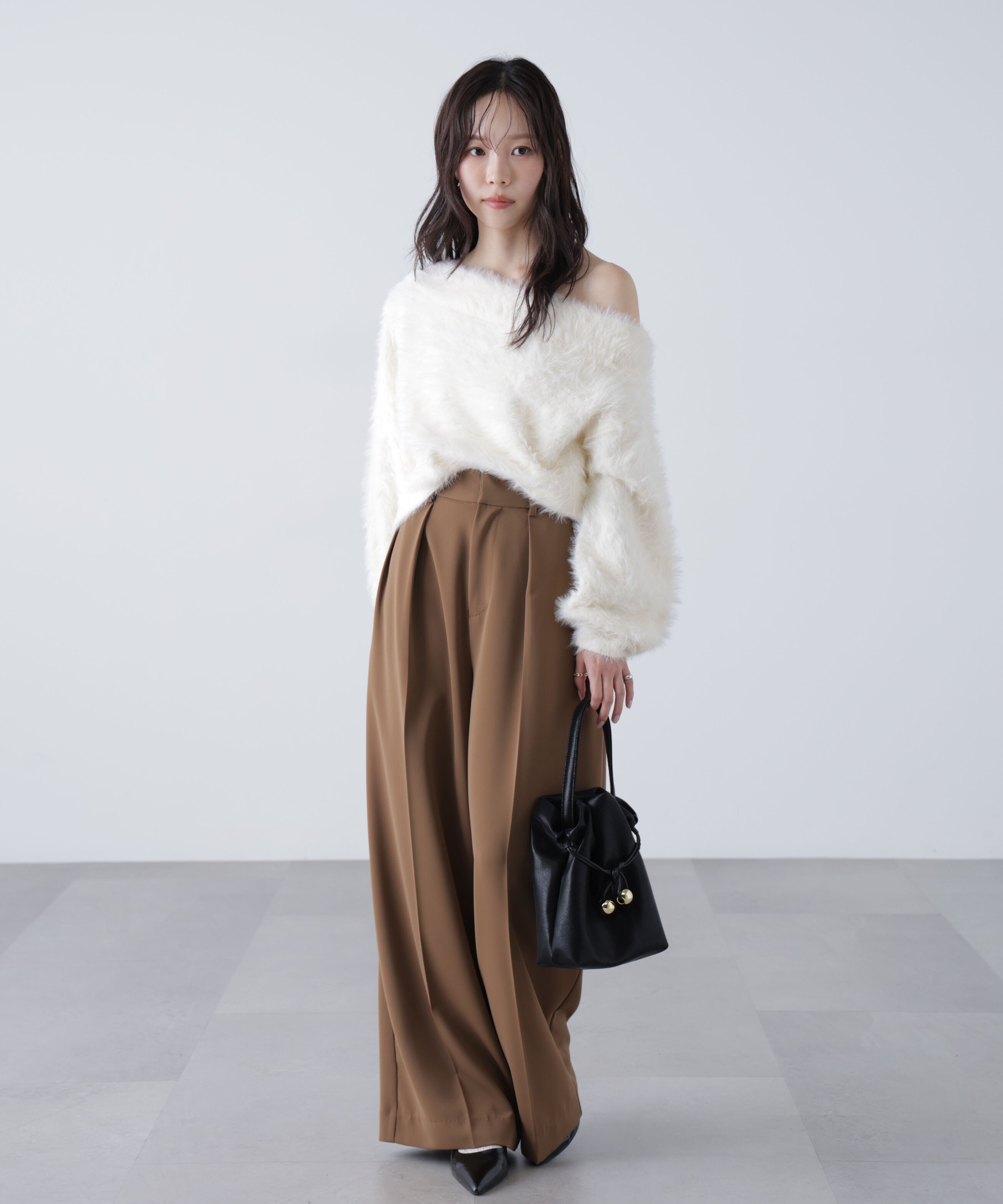  「ロングシャギーオフショルニット」|ニット・セーター|