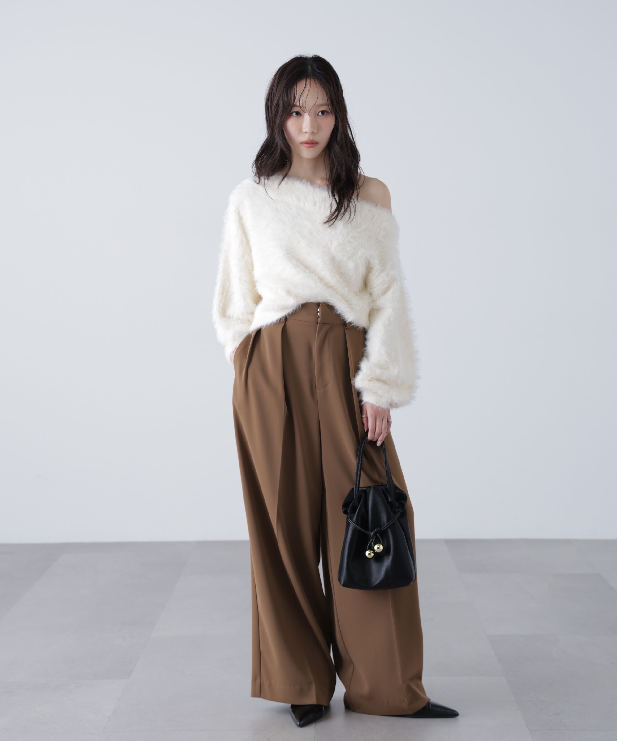  「ロングシャギーオフショルニット」|ニット・セーター|