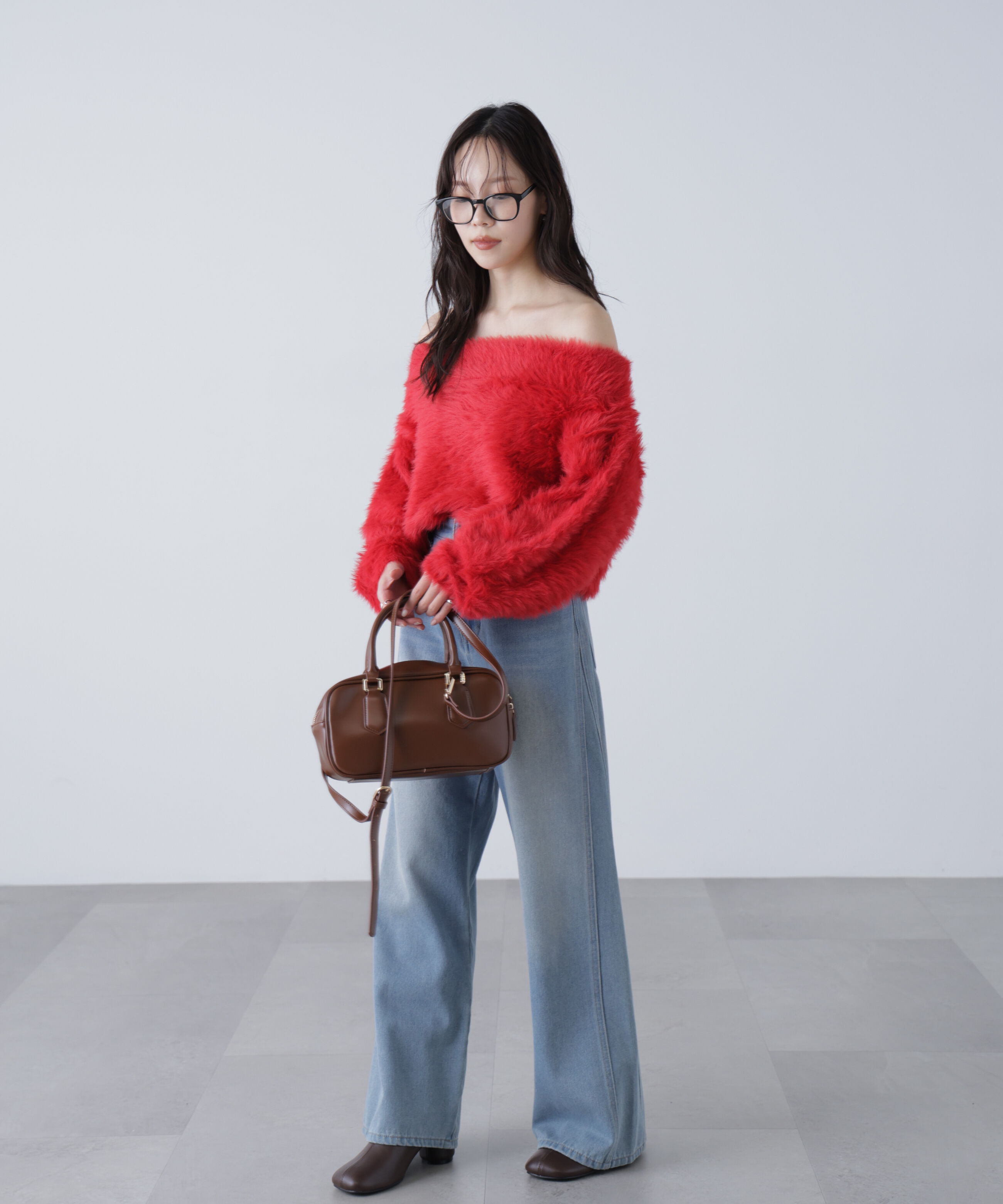  「ロングシャギーオフショルニット」|ニット・セーター|