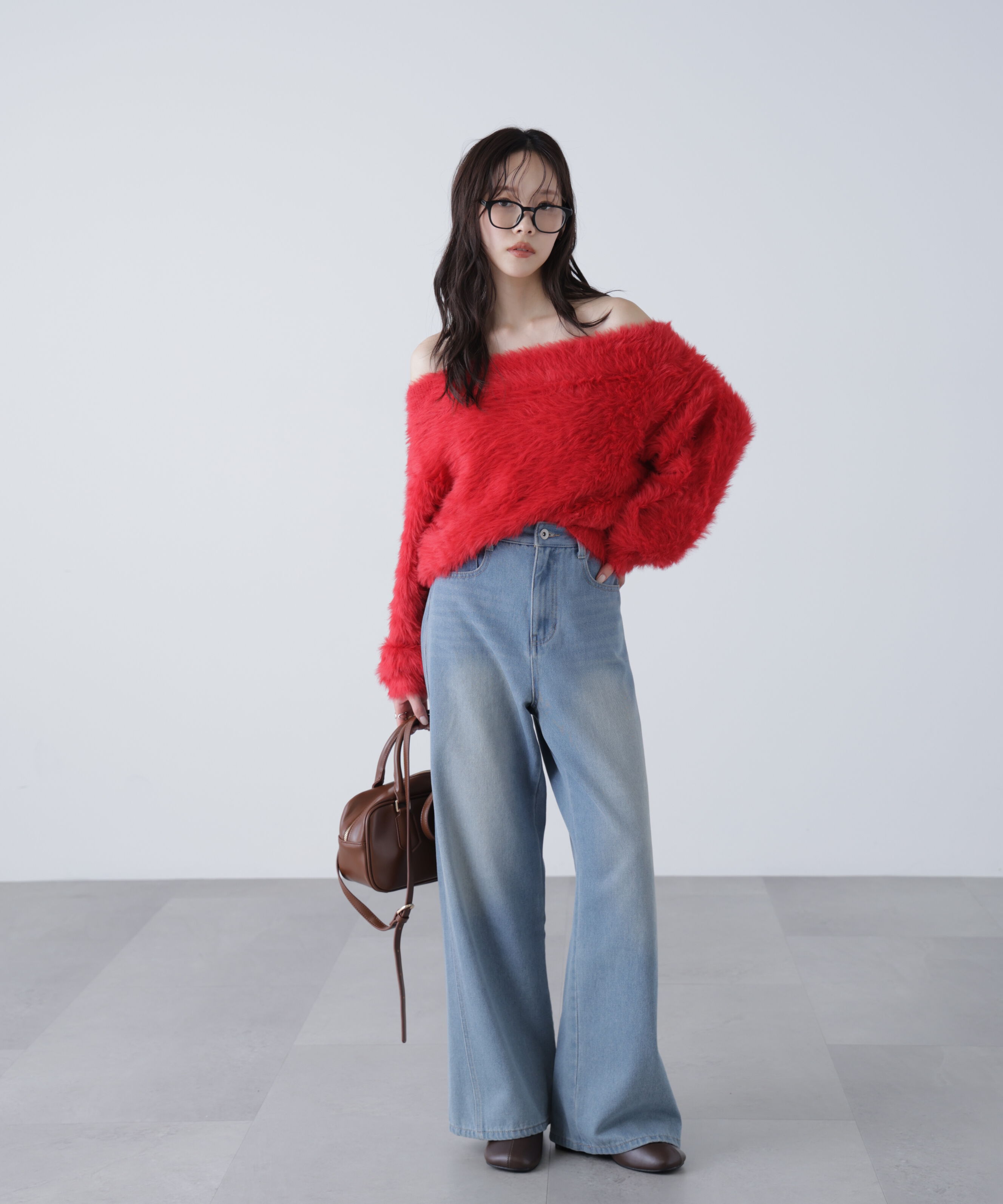  「ロングシャギーオフショルニット」|ニット・セーター|