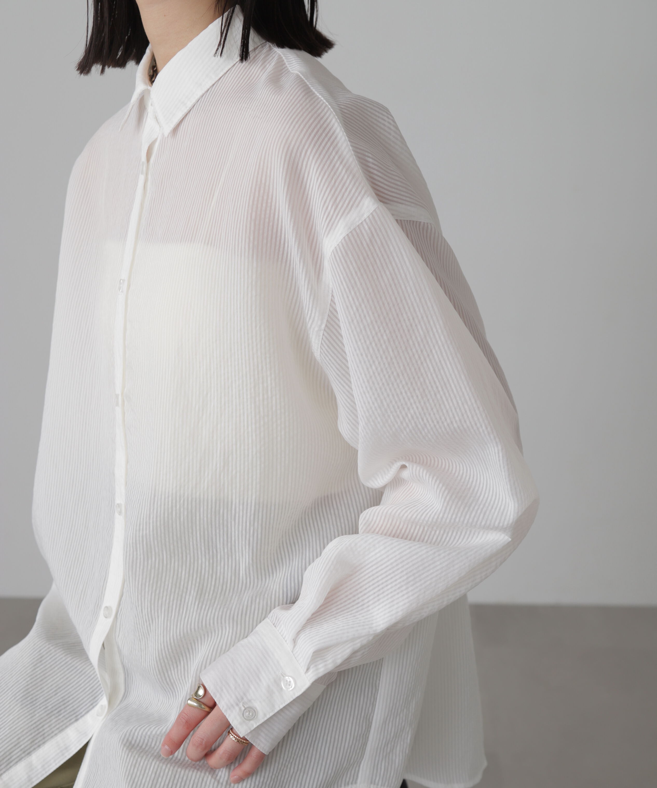  「シアーストライプオーバーシャツ」|シャツ・ブラウス|