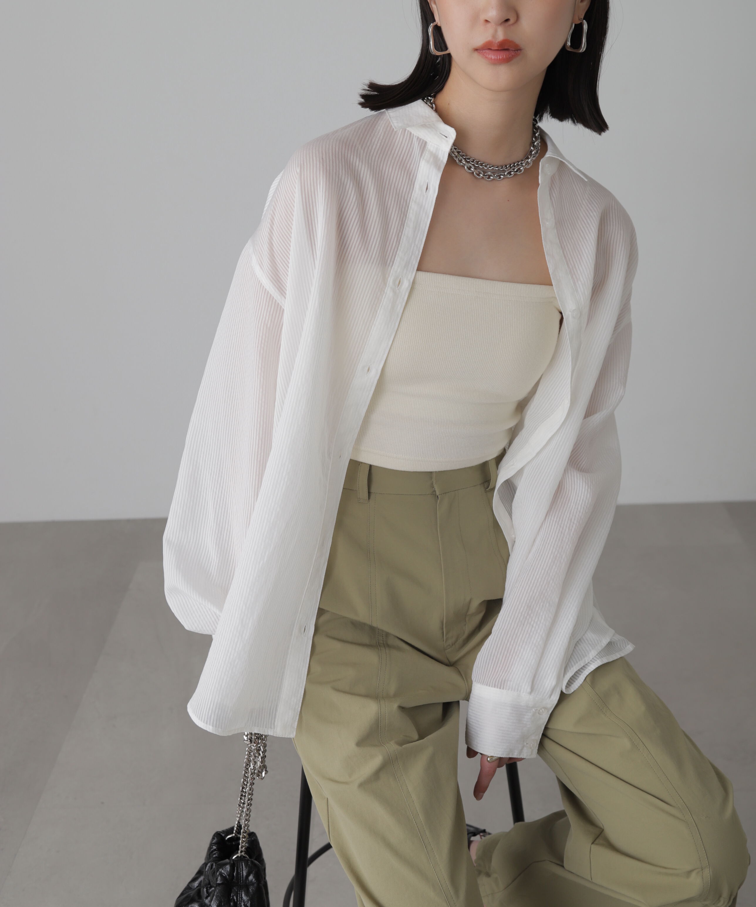  「シアーストライプオーバーシャツ」|シャツ・ブラウス|