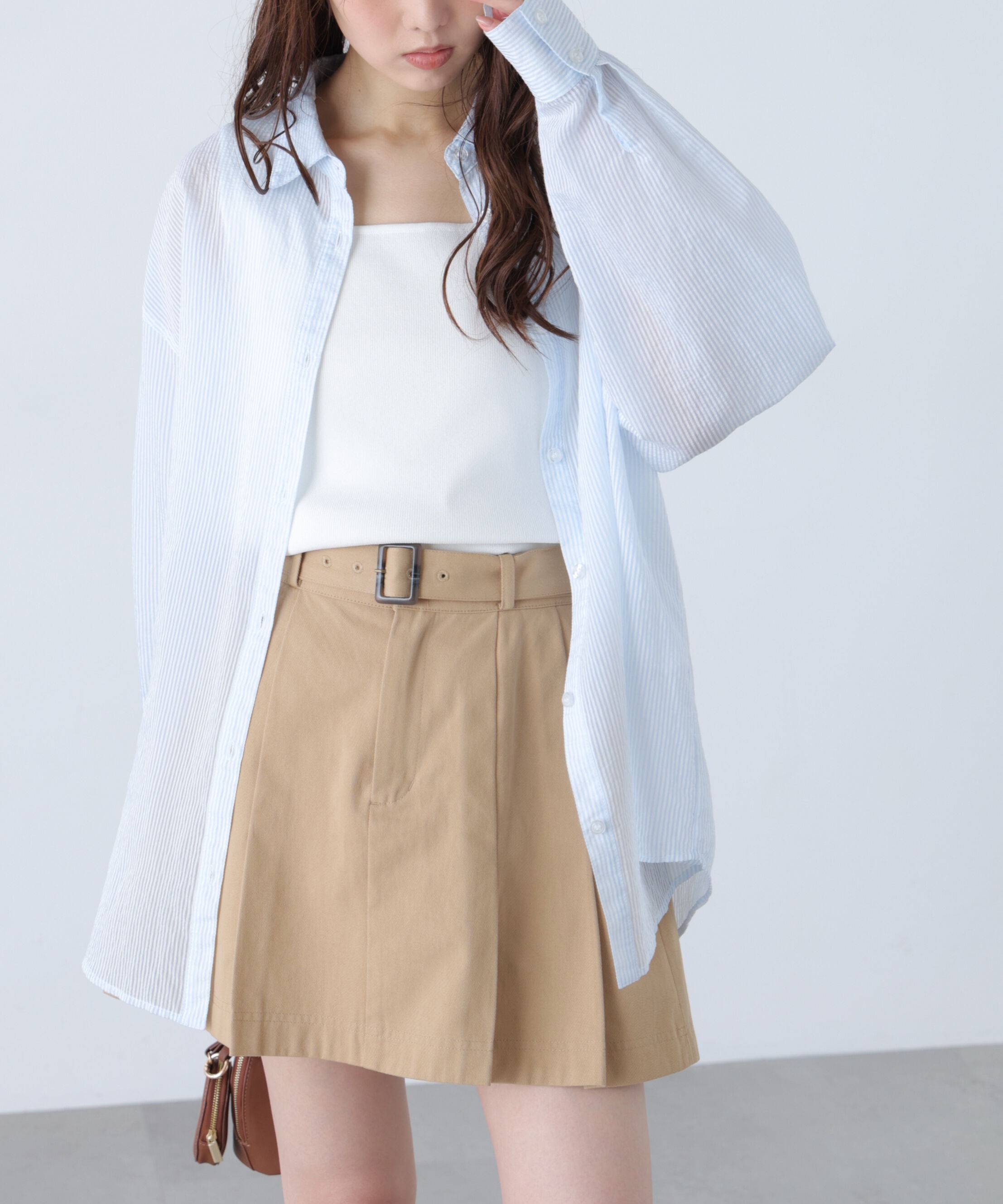 「シアーストライプオーバーシャツ」|シャツ・ブラウス|