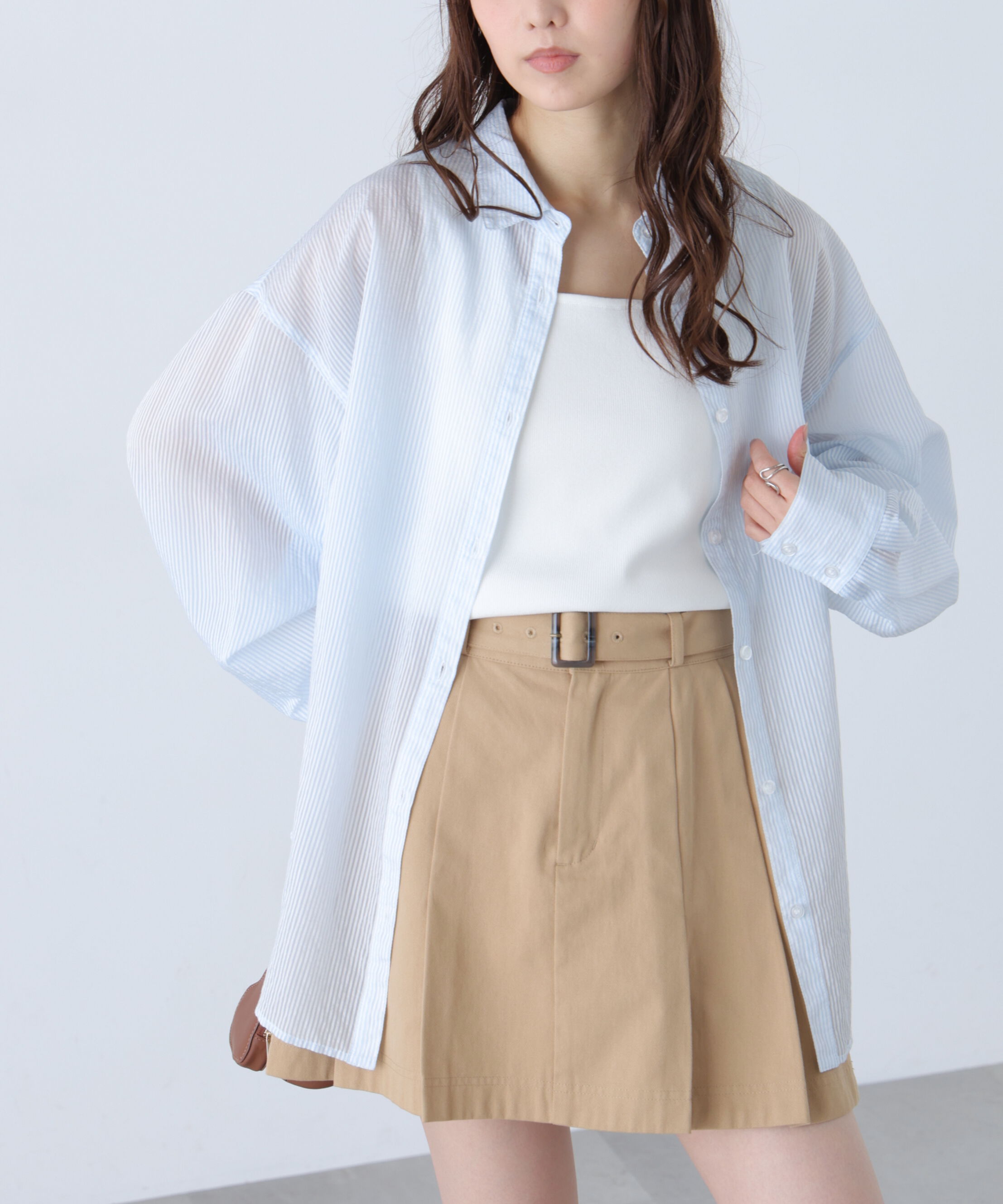  「シアーストライプオーバーシャツ」|シャツ・ブラウス|