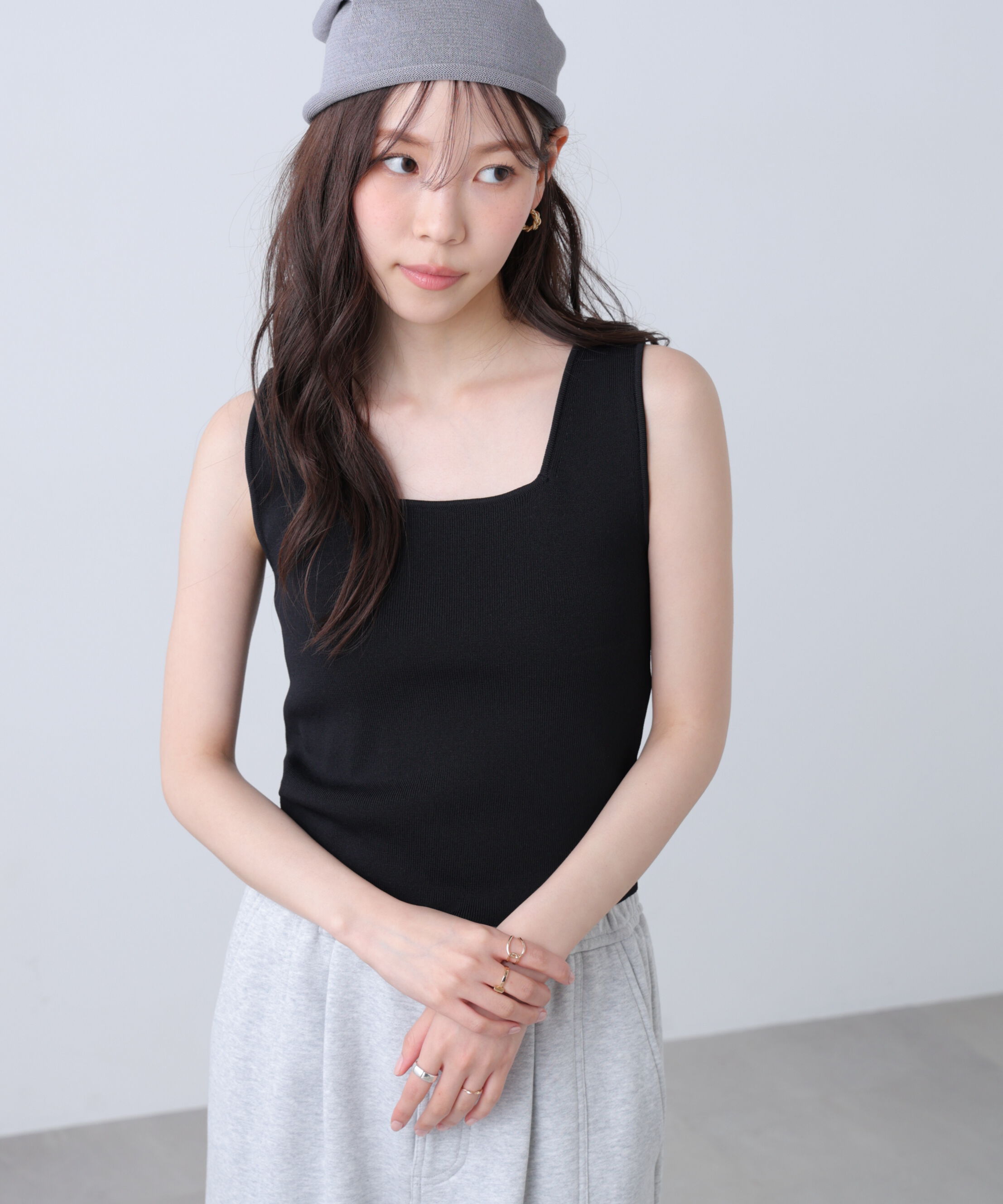  「総針スクエアネックタンクニット」|ニット・セーター|