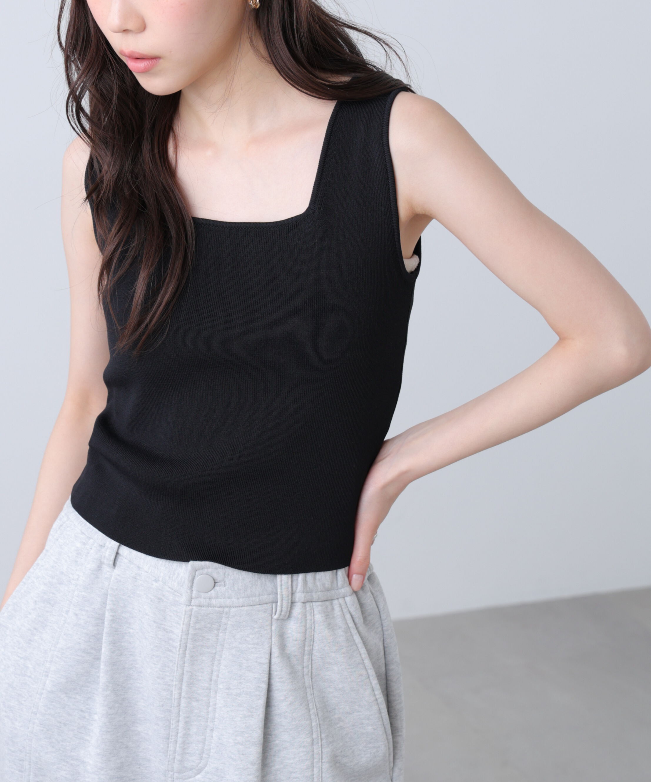  「総針スクエアネックタンクニット」|ニット・セーター|