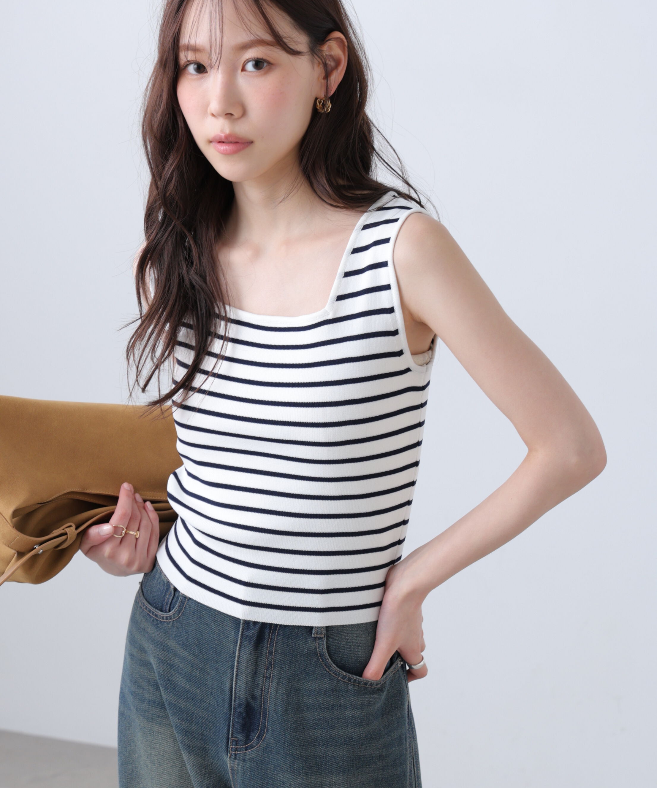  「総針スクエアネックタンクニット」|ニット・セーター|