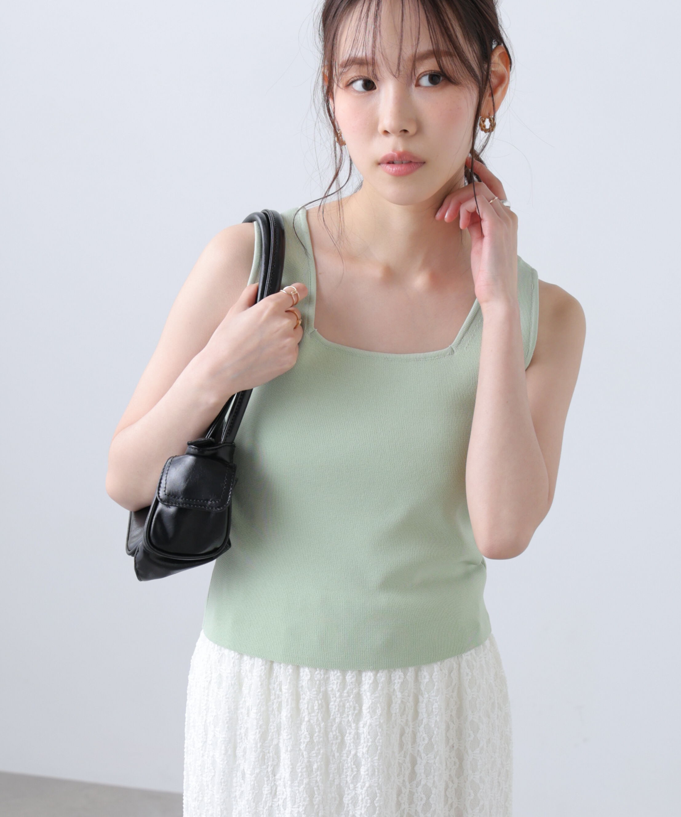  「総針スクエアネックタンクニット」|ニット・セーター|ミント