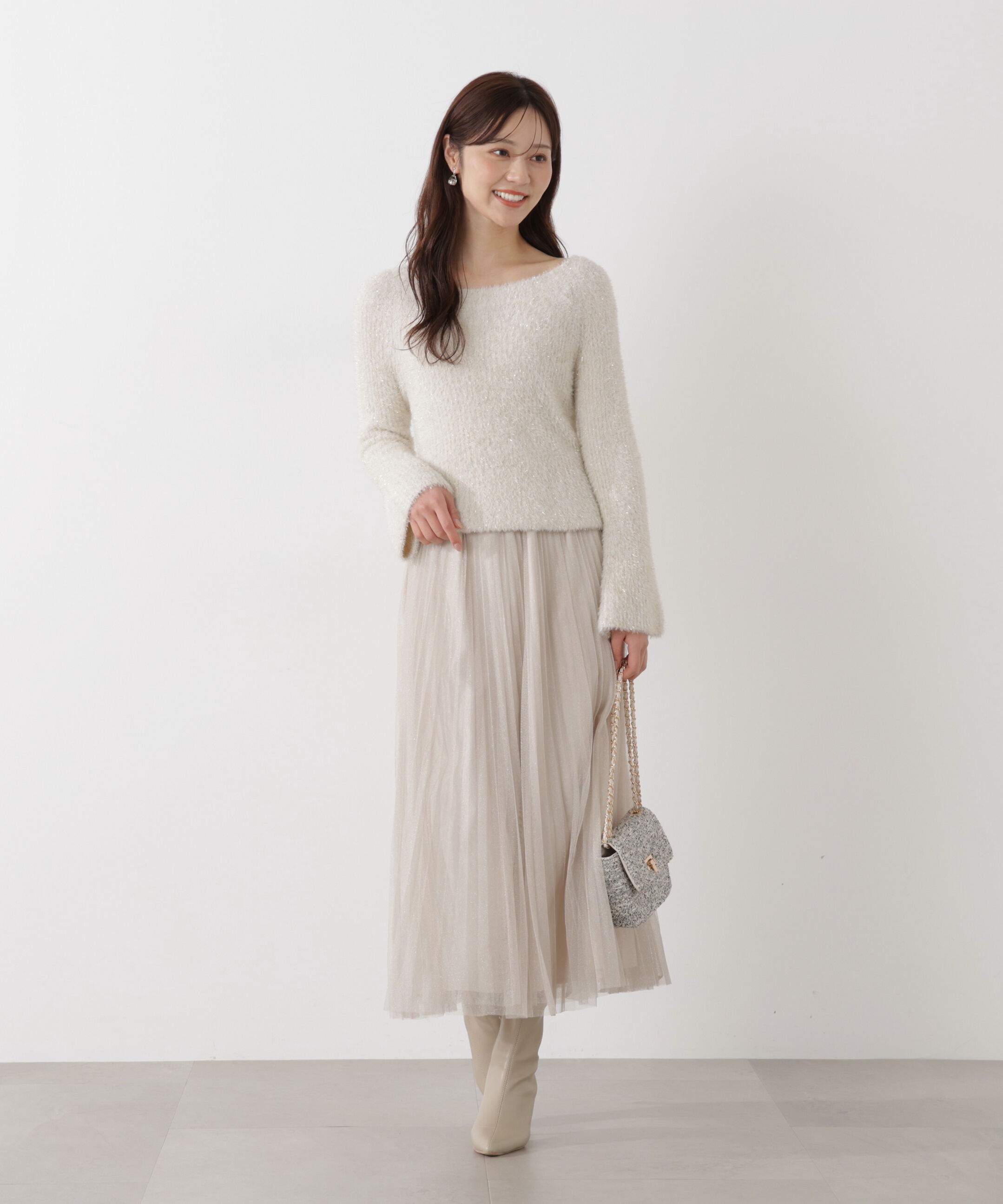 PROPORTION BODY DRESSING「《EDIT COLOGNE》ラメプリーツスカート」|スカート|アイボリー2