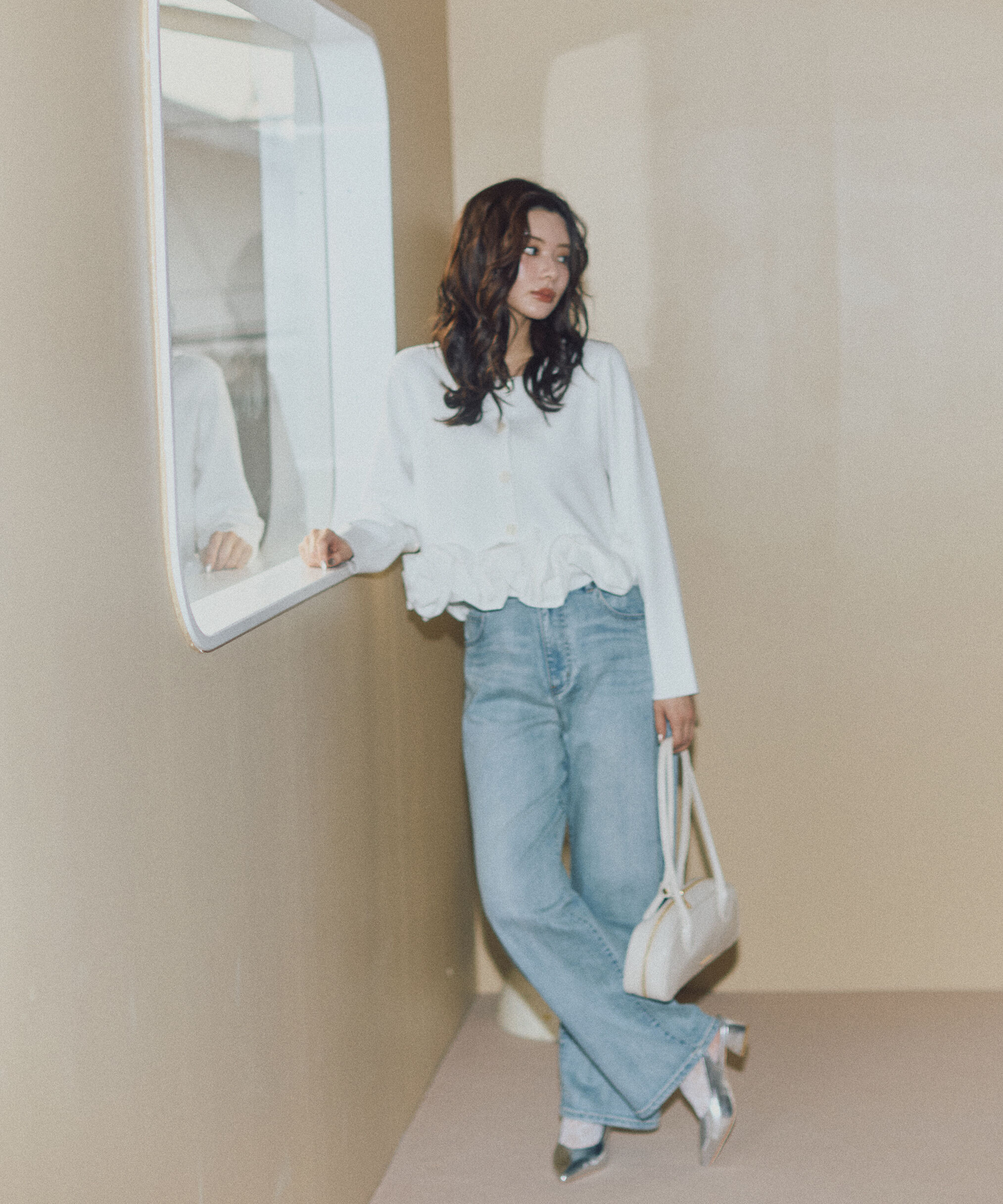 PROPORTION BODY DRESSING「〈a/mie〉カーブデニムパンツ　26SS」|その他|ブルー