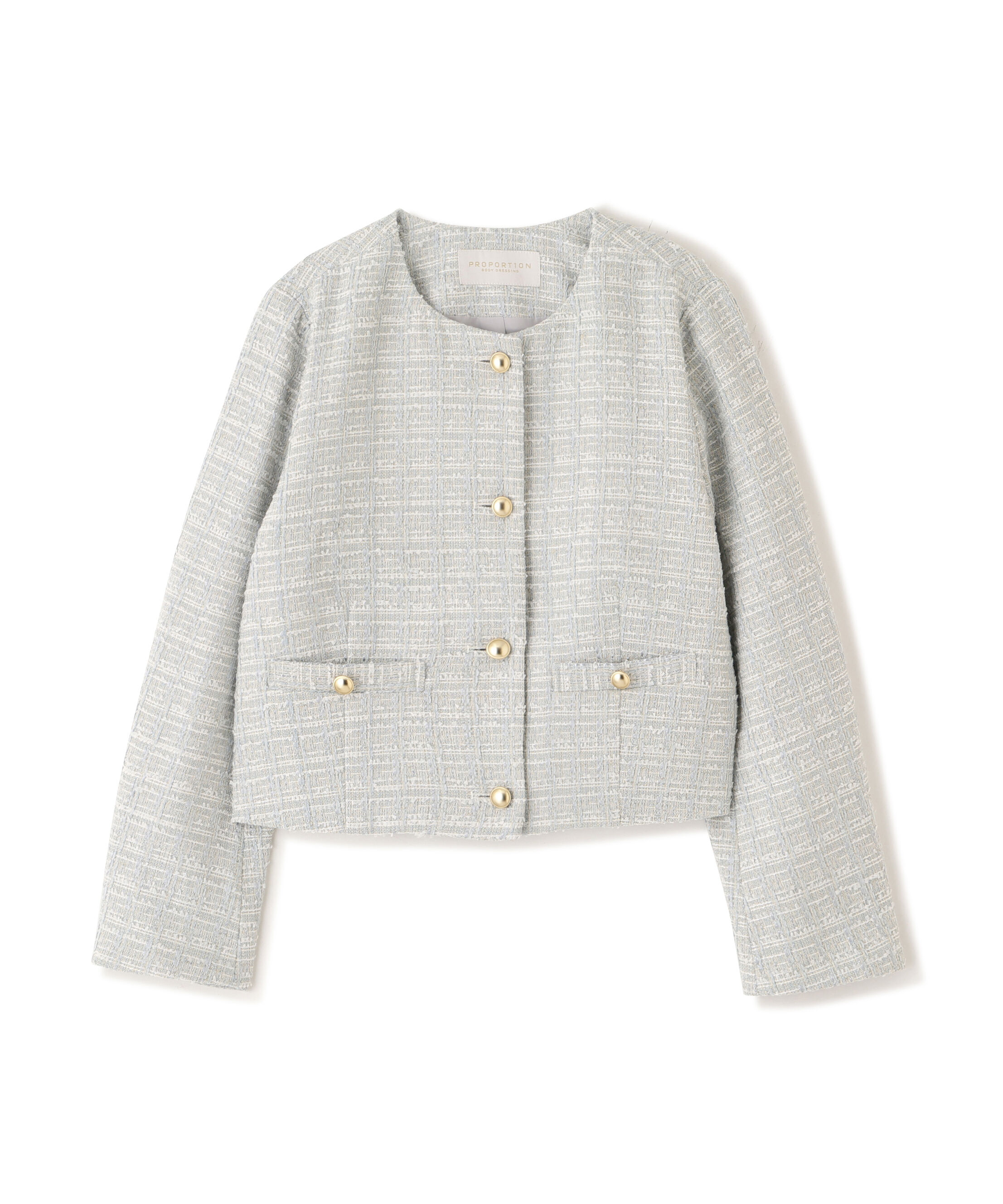 PROPORTION BODY DRESSING「ノーカラーツイードジャケット　26SS」|ブルゾン・スタジャン|