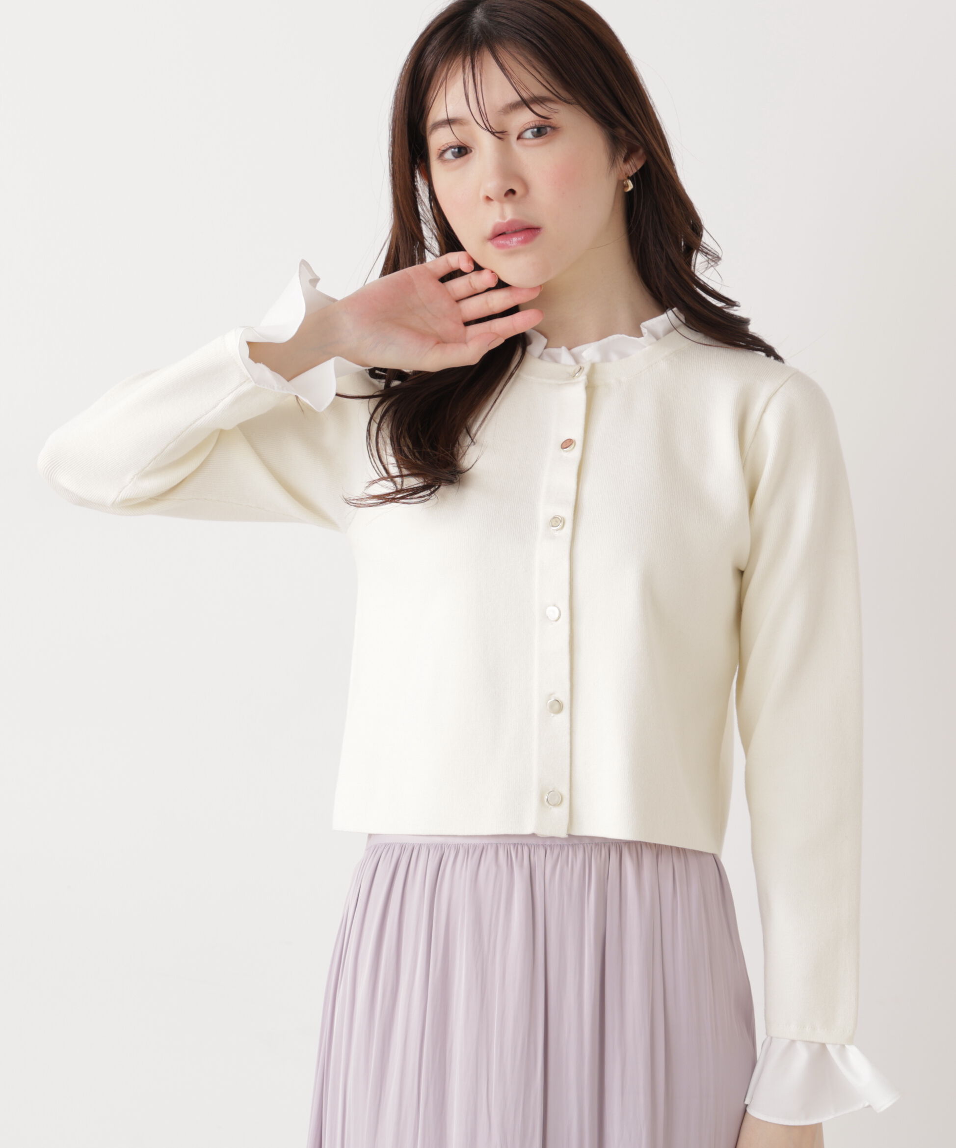PROPORTION BODY DRESSING「フリルショートカーディガン　26SS」|カーディガン|