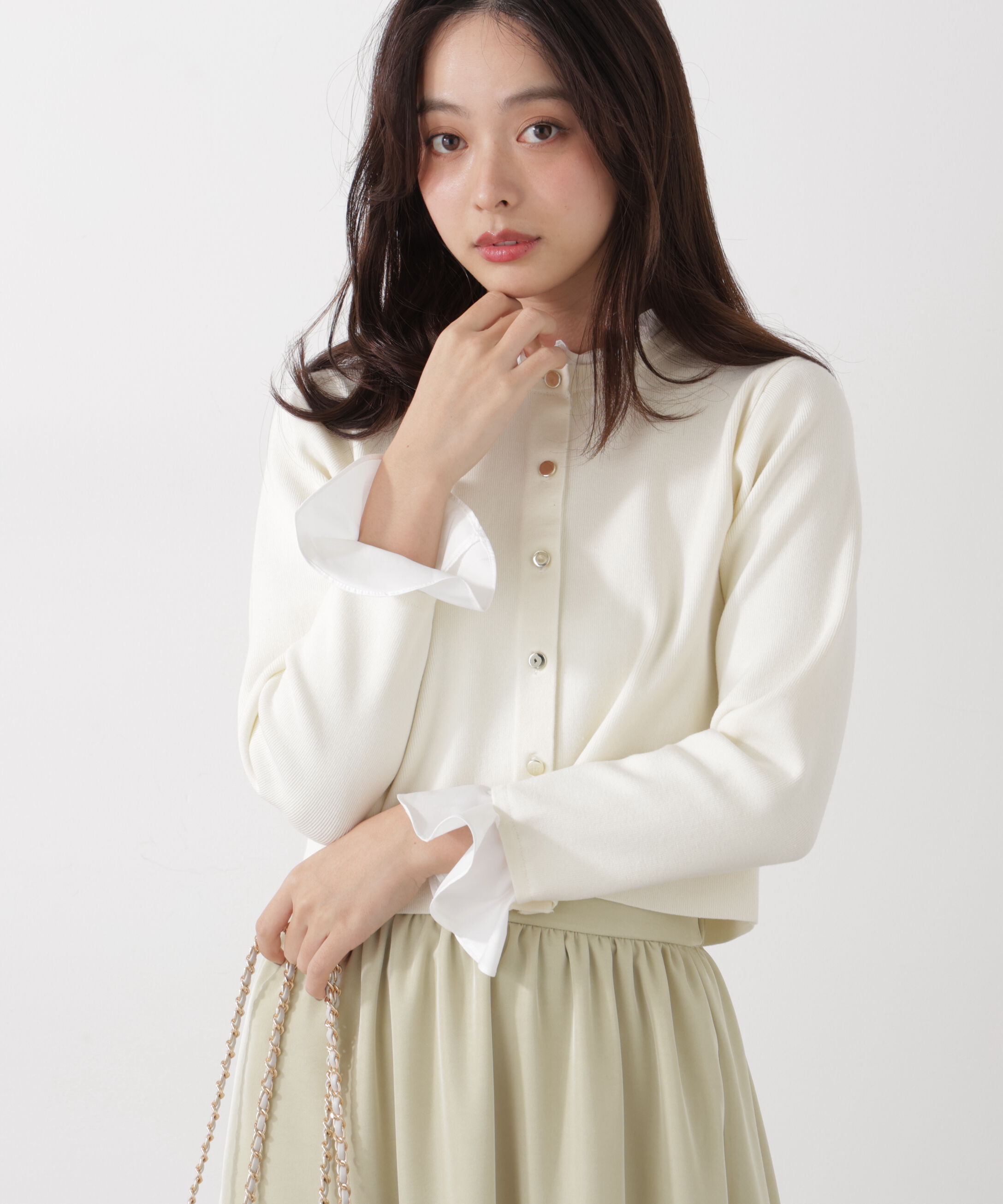 PROPORTION BODY DRESSING「フリルショートカーディガン　26SS」|カーディガン|