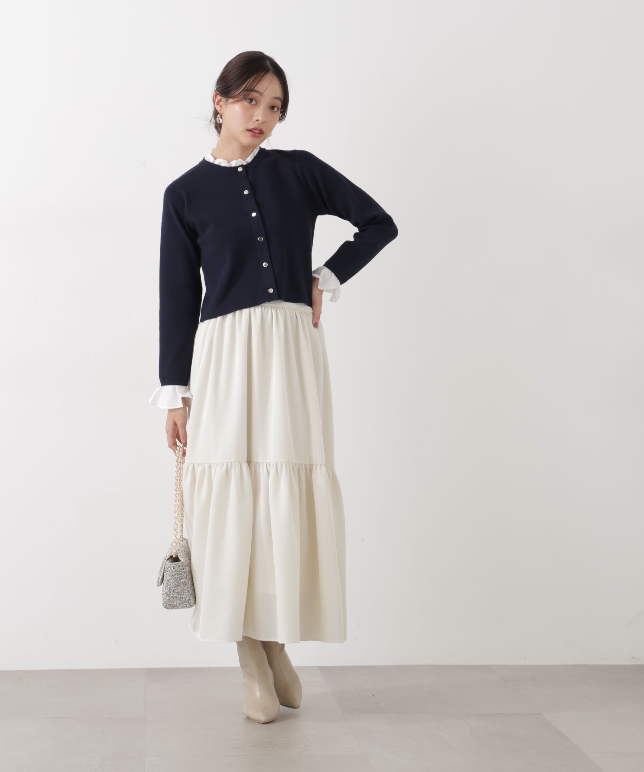 PROPORTION BODY DRESSING「フリルショートカーディガン　26SS」|カーディガン|