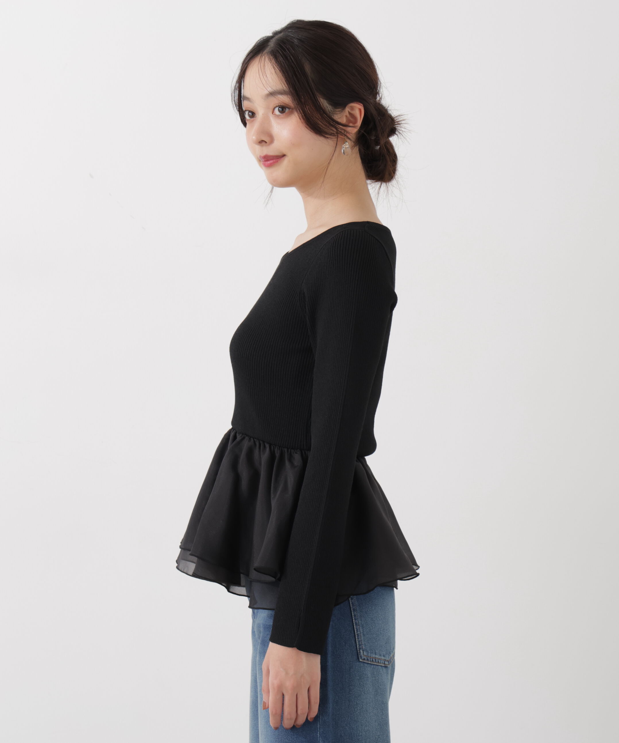 PROPORTION BODY DRESSING「〈a/mie〉シアーペプラムリブニット　26SS」|カーディガン|