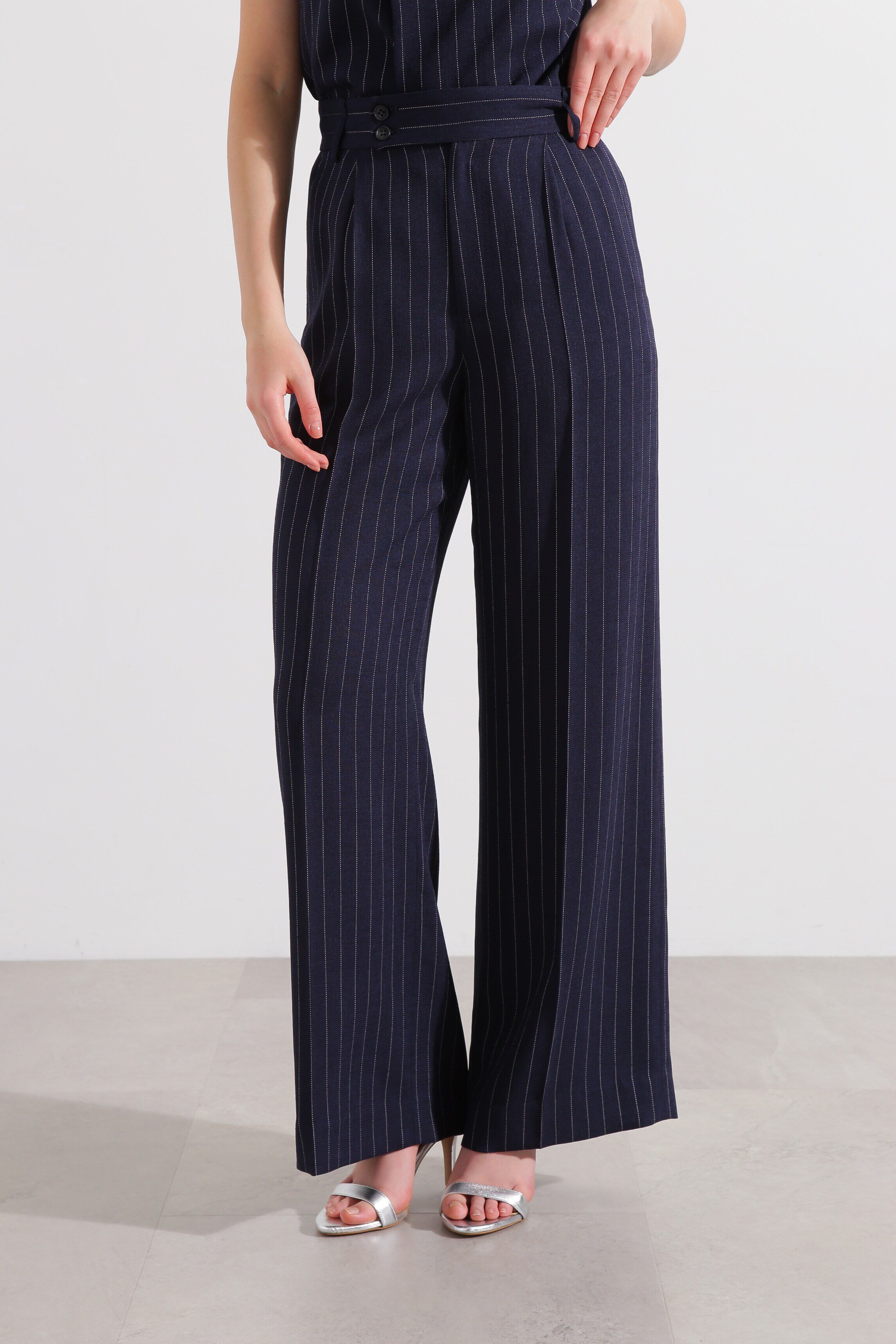  「◆ストライプワイドパンツ」|その他|ネイビー系1
