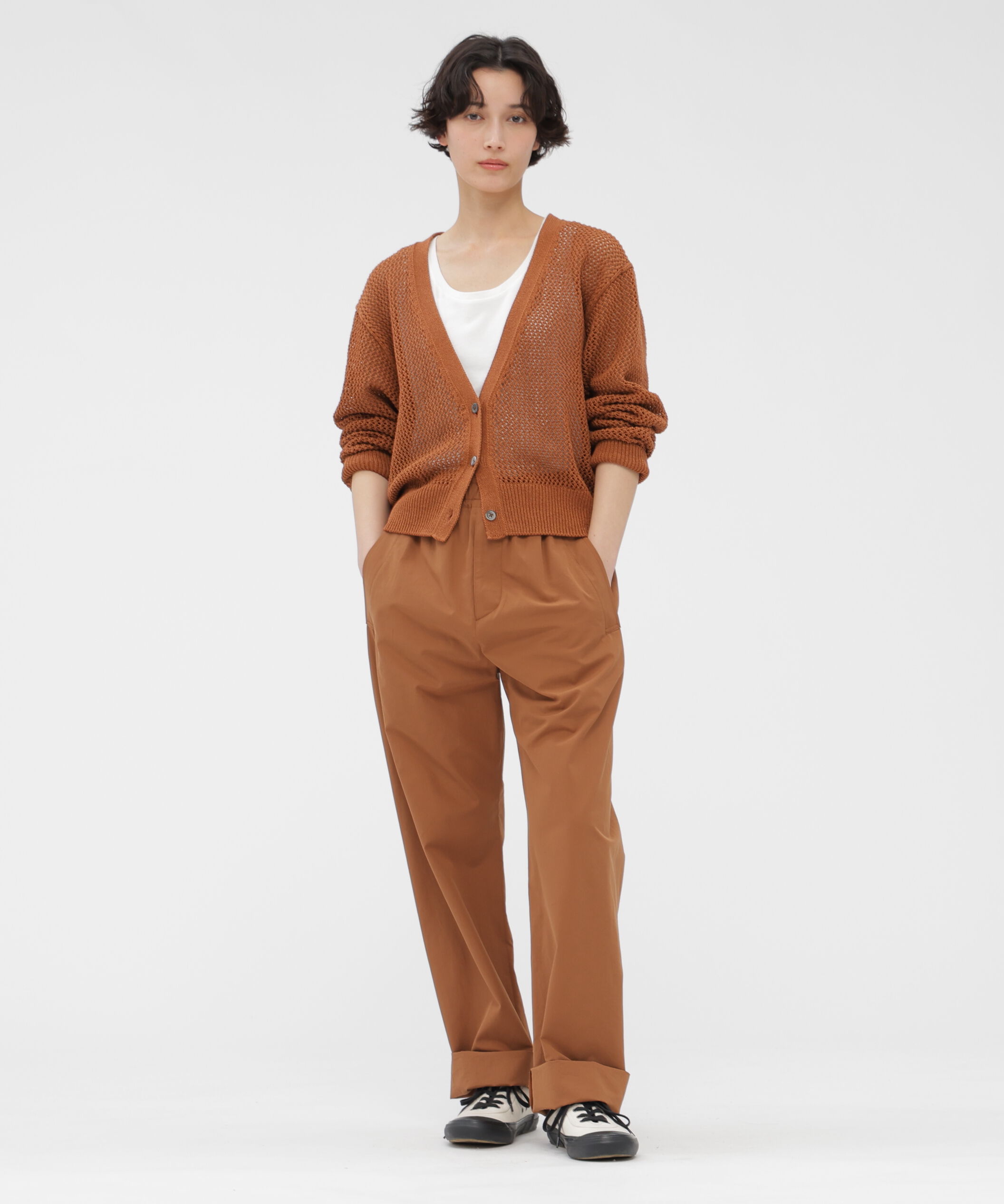  「PAPER COTTON MESH KNITWEAR」|カーディガン|