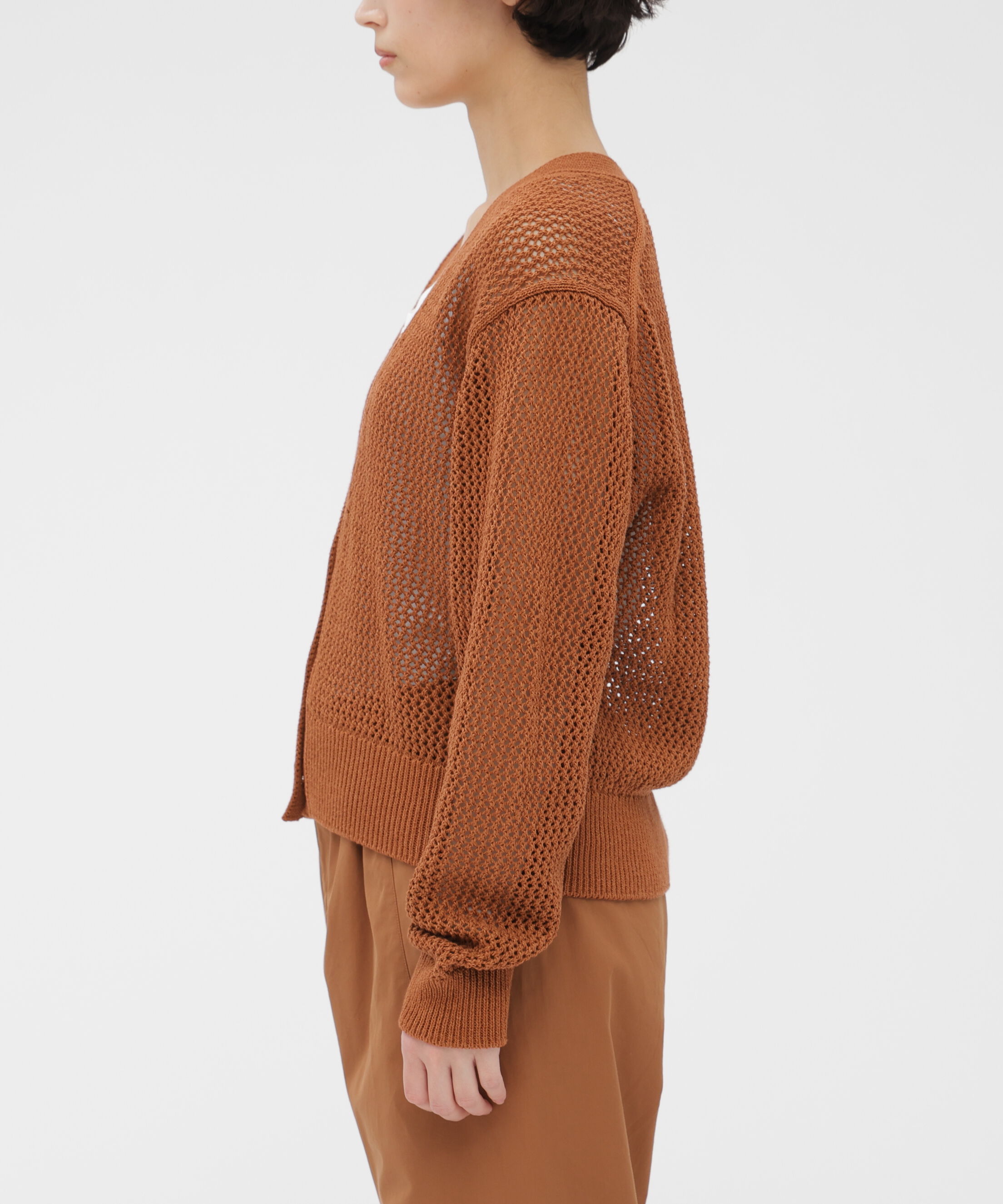  「PAPER COTTON MESH KNITWEAR」|カーディガン|