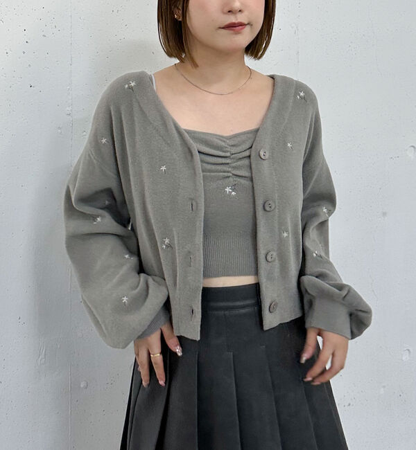 archives「フラワー刺繍ニットＣＤアンサンブル」|カーディガン|GRAY