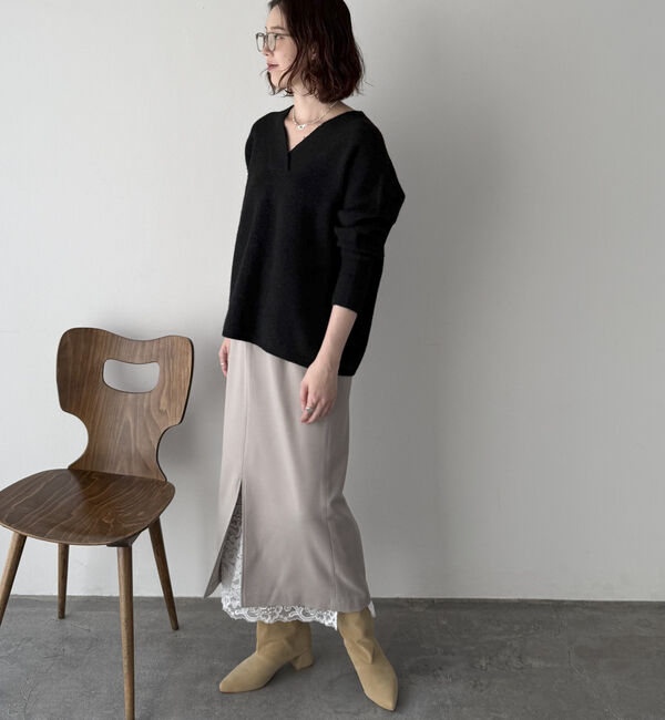 Doux archives「モヘアタッチカシュクールニット」|ニット・セーター|