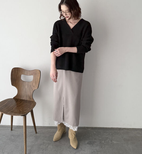 Doux archives「モヘアタッチカシュクールニット」|ニット・セーター|