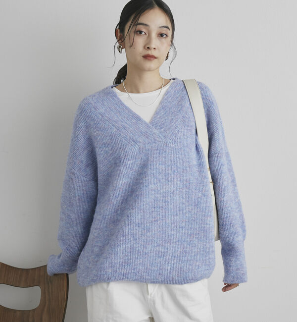 Doux archives「モヘアタッチカシュクールニット」|ニット・セーター|