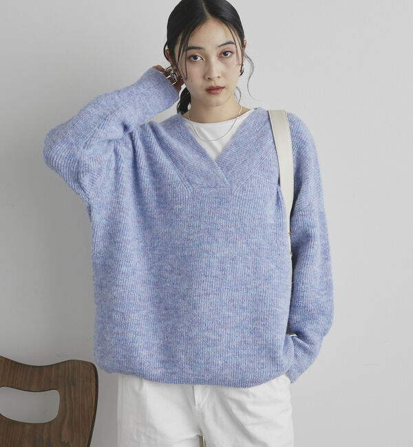 Doux archives「モヘアタッチカシュクールニット」|ニット・セーター|
