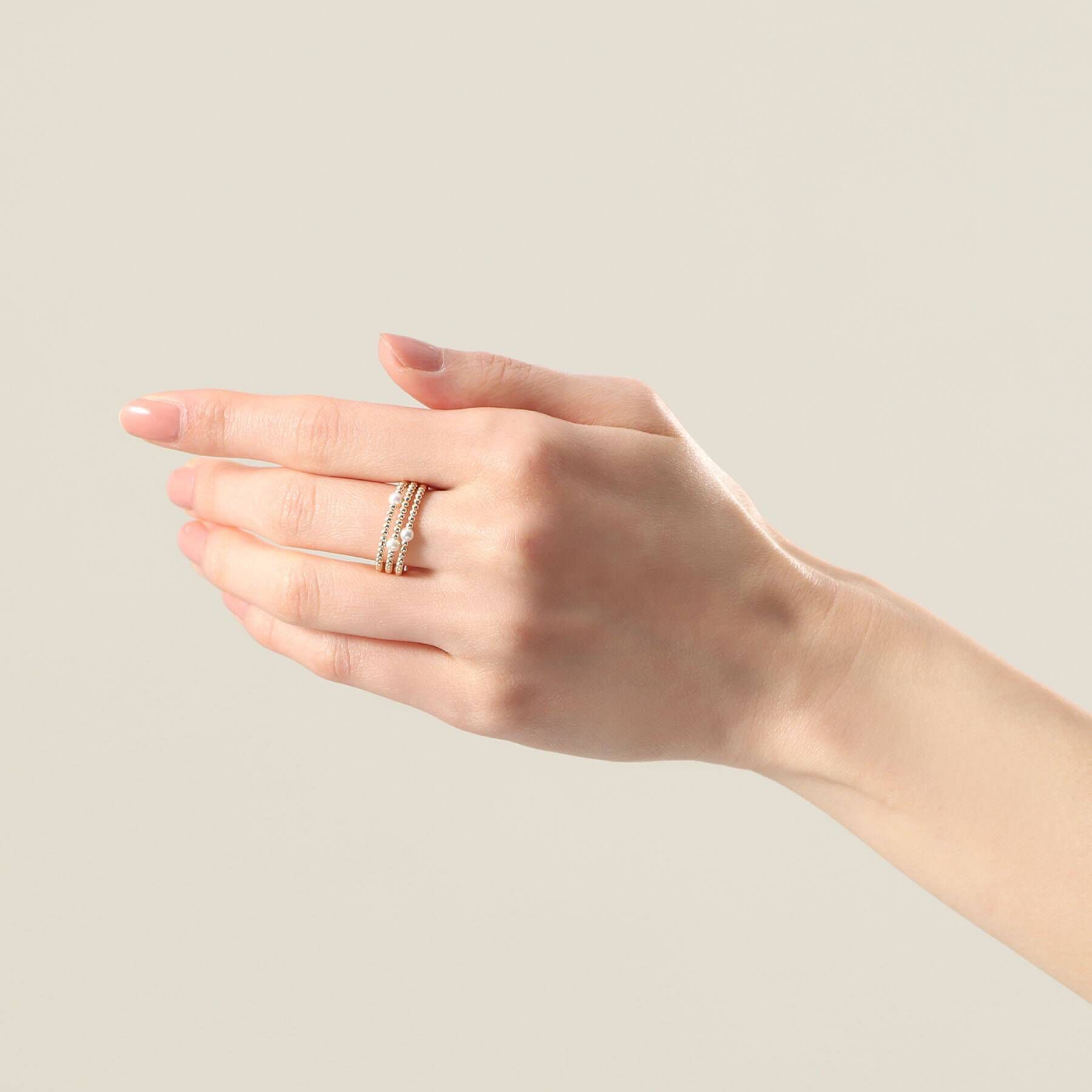 COCOSHNIK「K10パール シェイプメモリー リング」|リング|