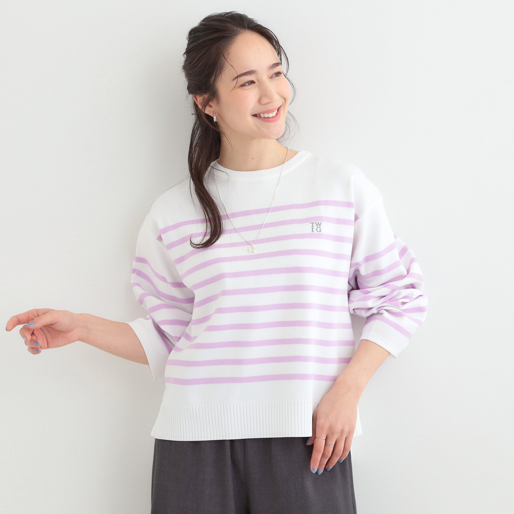 SHOO･LA･RUE「まるでTシャツ 大人カジュアルコーデに最適なボーダーニット」|ニット・セーター|