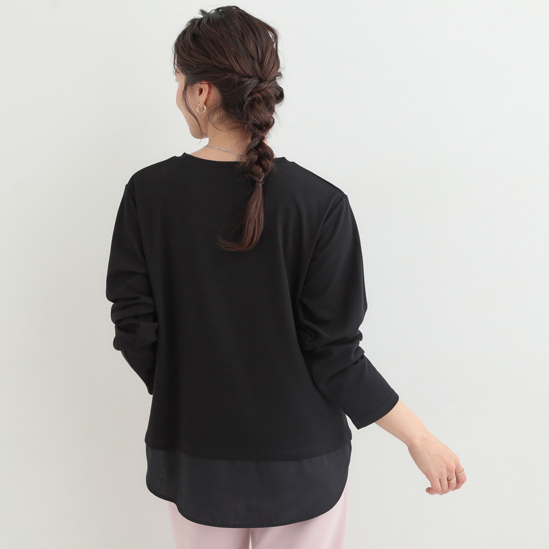 SHOO･LA･RUE「【洗濯機可/S-LL】レイヤードスタイルにおすすめ 裾切替 スムースロンT」|Tシャツ・カットソー|