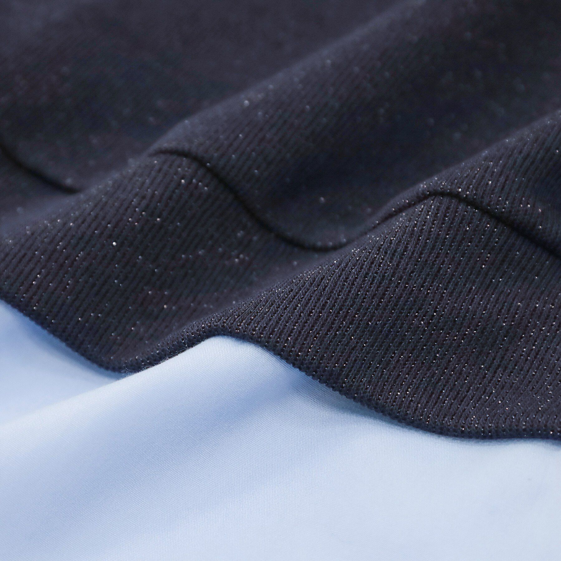 SHOO･LA･RUE「【洗濯機可/S-LL】1枚でサマ見え ラメニットソー レイヤード風トップス」|Tシャツ・カットソー|