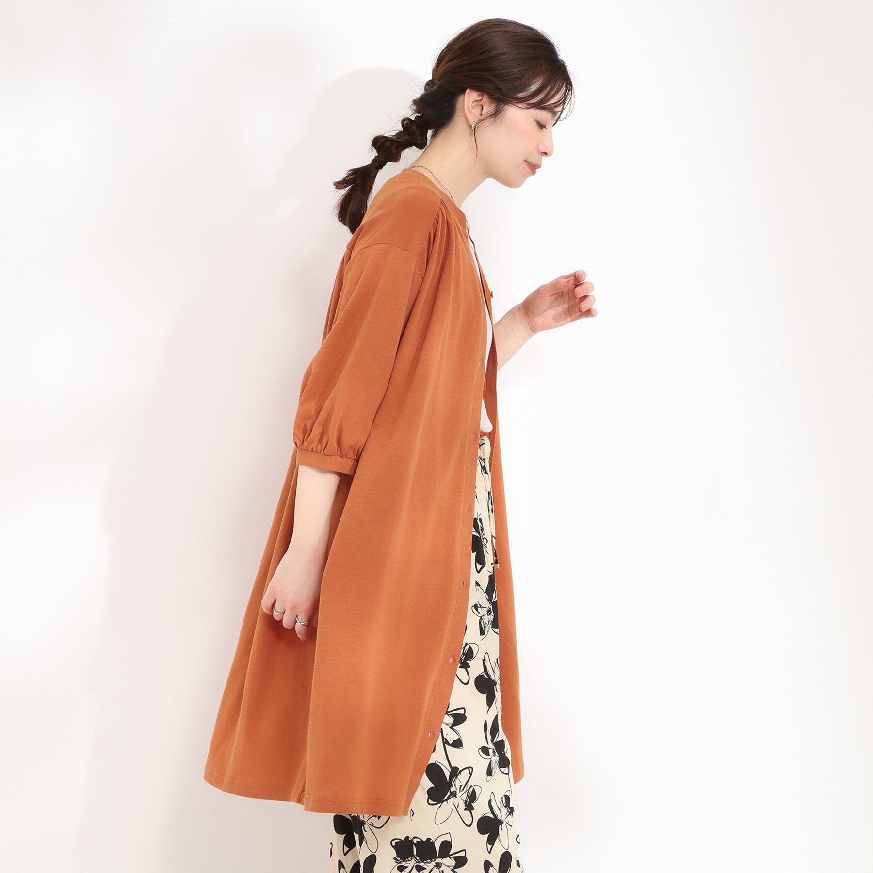 SHOO･LA･RUE「【洗濯機可/S-LL】カットツイルキーネックシャツワンピ」|ワンピース|